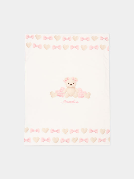 Coperta avorio per neonata con orsetto,Monnalisa,35H002 8001 0191