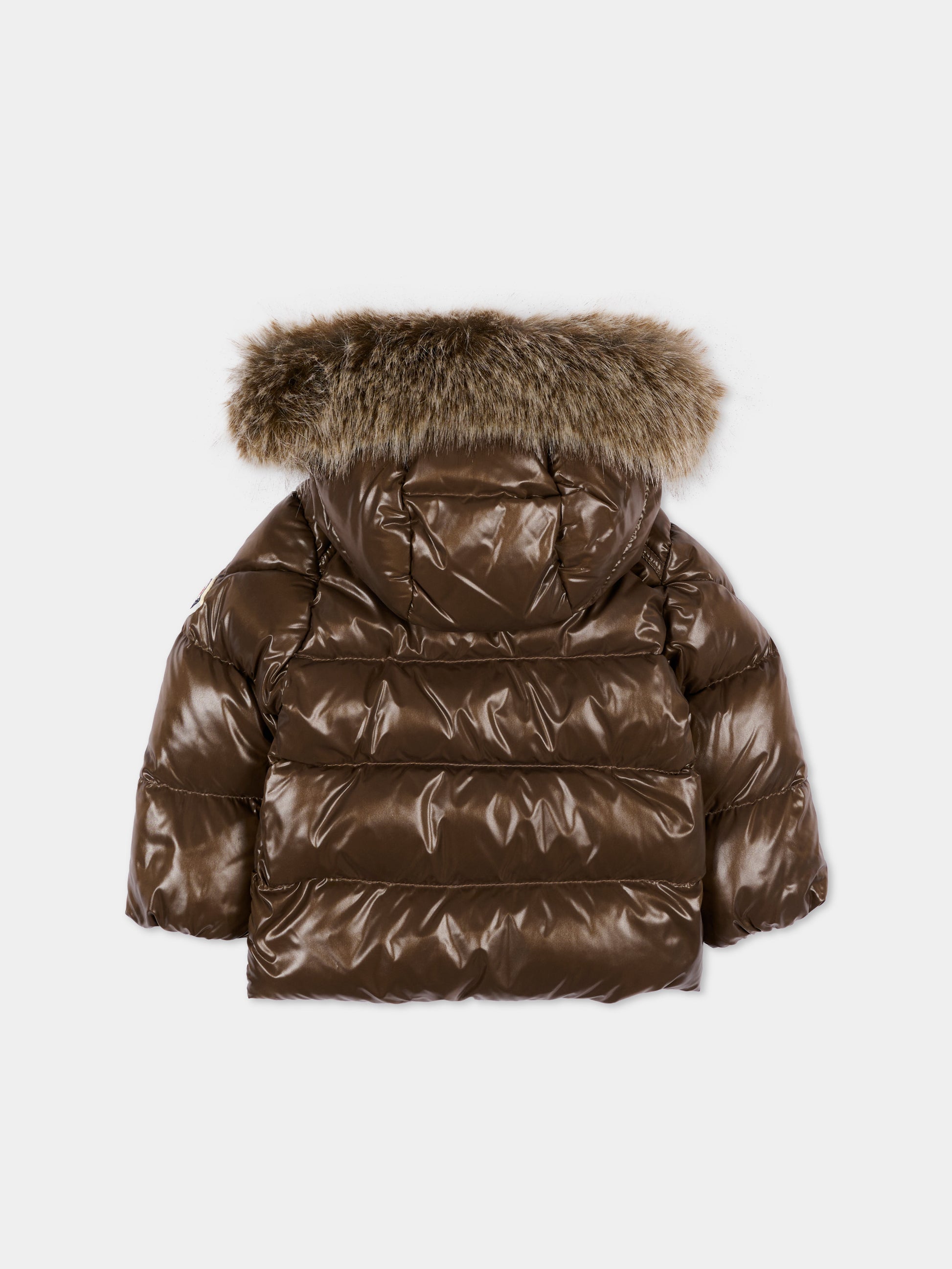 Piumini marrone K2F per neonato con logo,Moncler Kids,L2951 1A00024 597Z8 246
