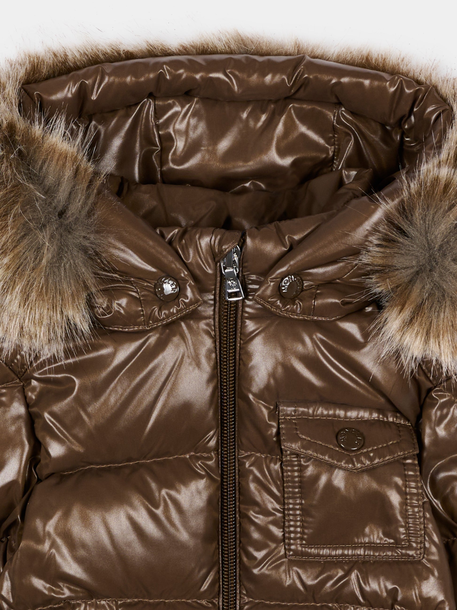 Piumini marrone K2F per neonato con logo,Moncler Kids,L2951 1A00024 597Z8 246