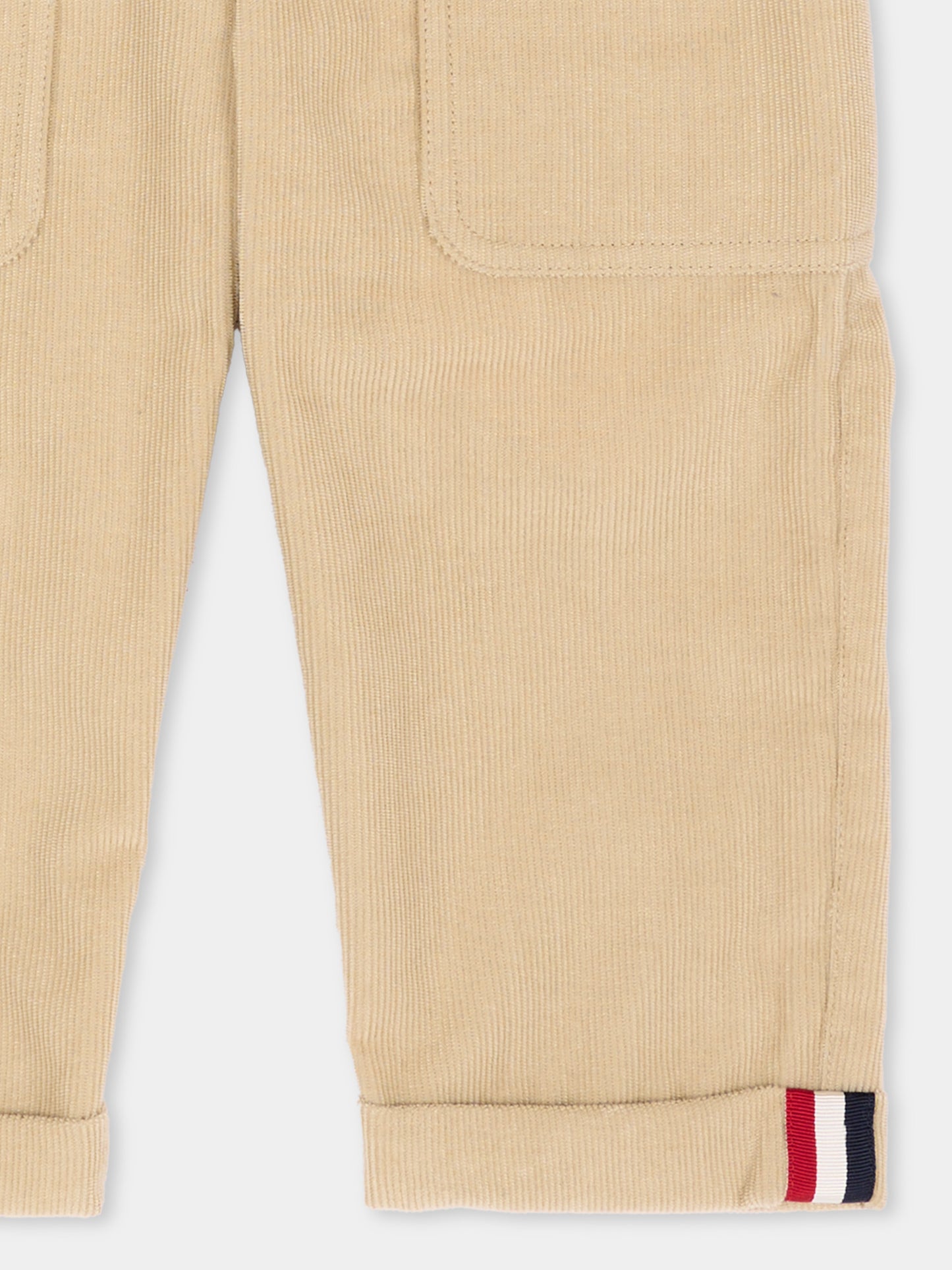 Pantalone beige per neonato con logo,Moncler Kids,L2951 2A00003 5969O 202