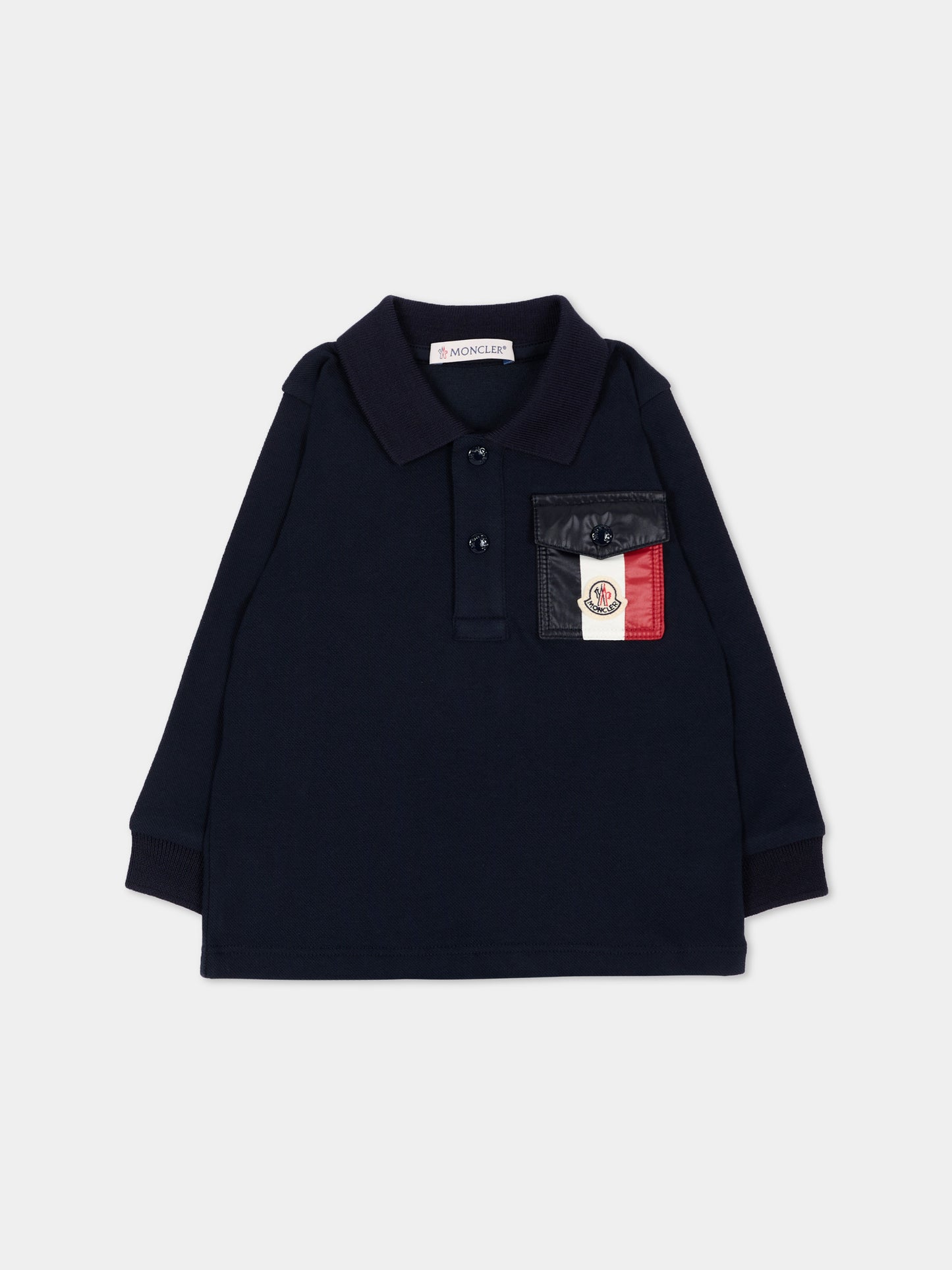 Polo blu per neonato con logo,Moncler Kids,L2951 8B00001 8496F 778