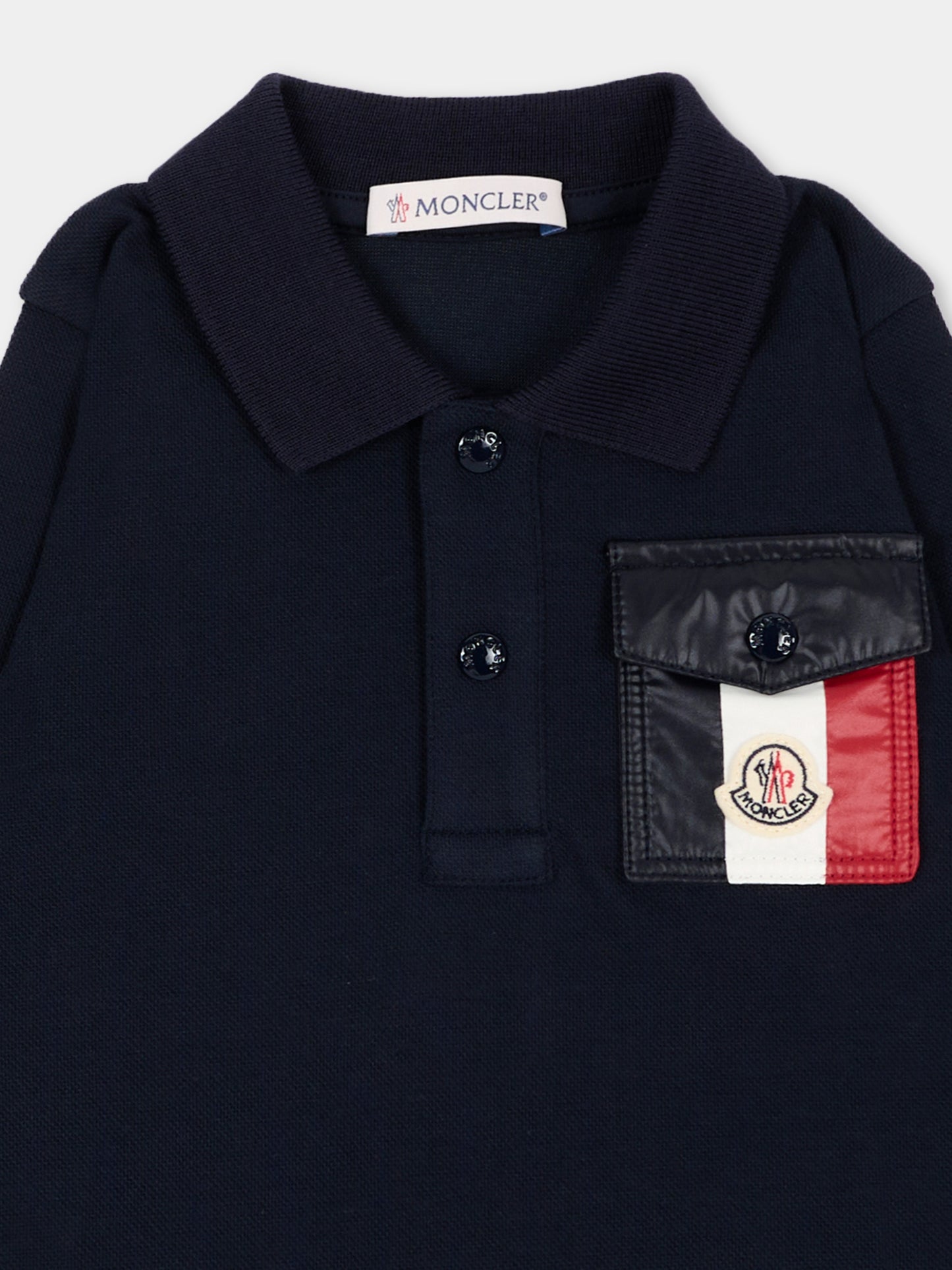 Polo blu per neonato con logo,Moncler Kids,L2951 8B00001 8496F 778