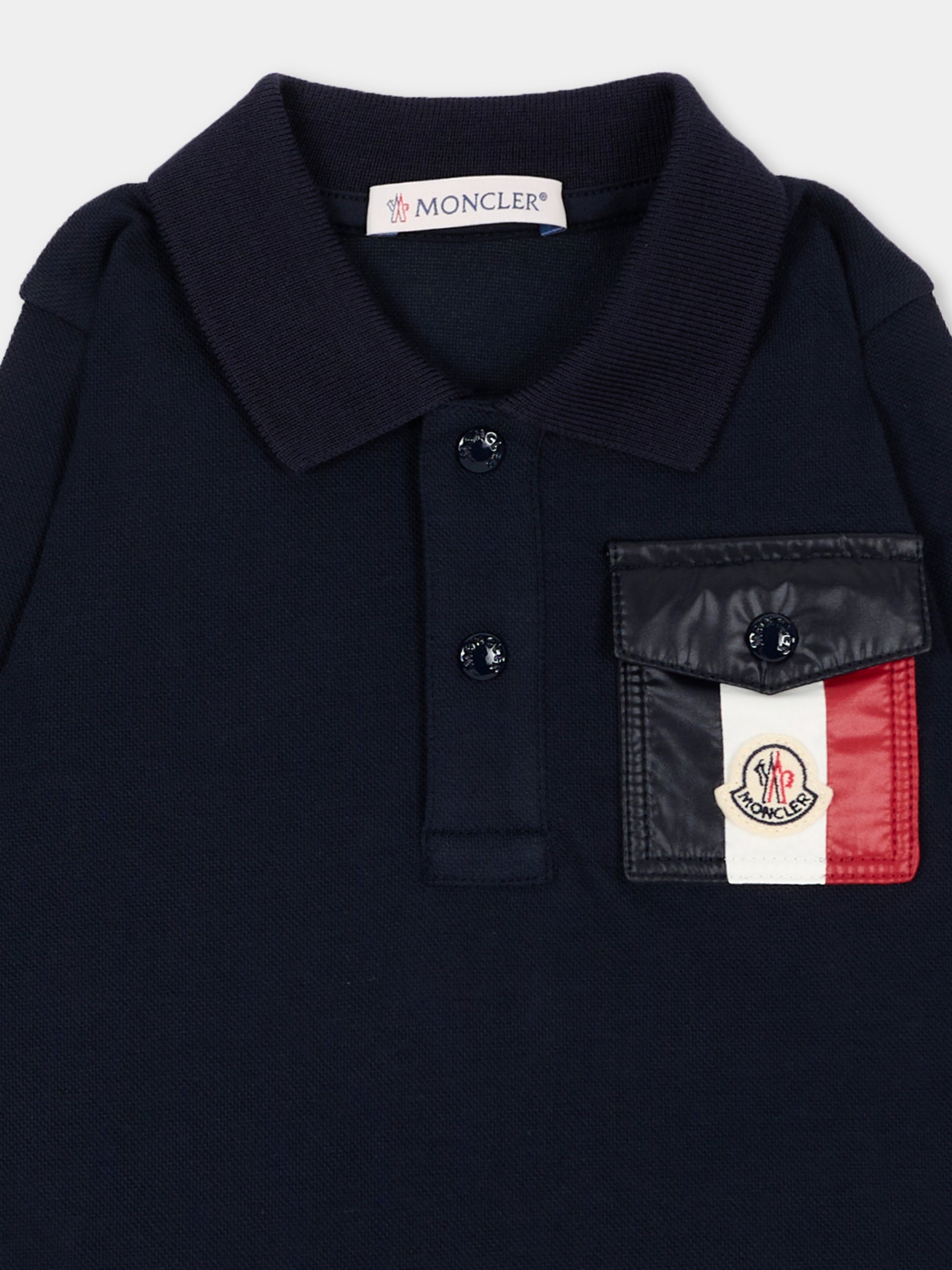 Polo blu per neonato con logo,Moncler Kids,L2951 8B00001 8496F 778