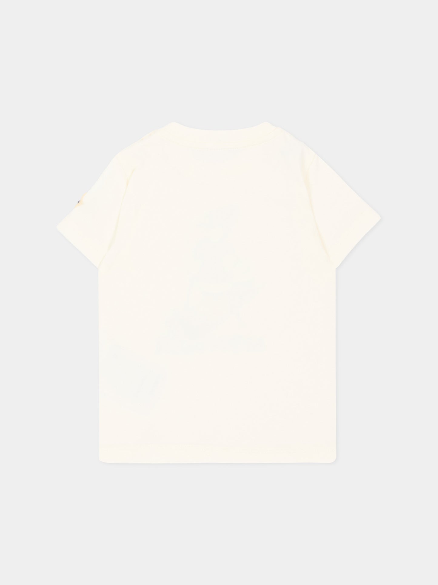 T-shirt avorio per neonato con stampa,Moncler Kids,L2951 8C00011 89AUM 034