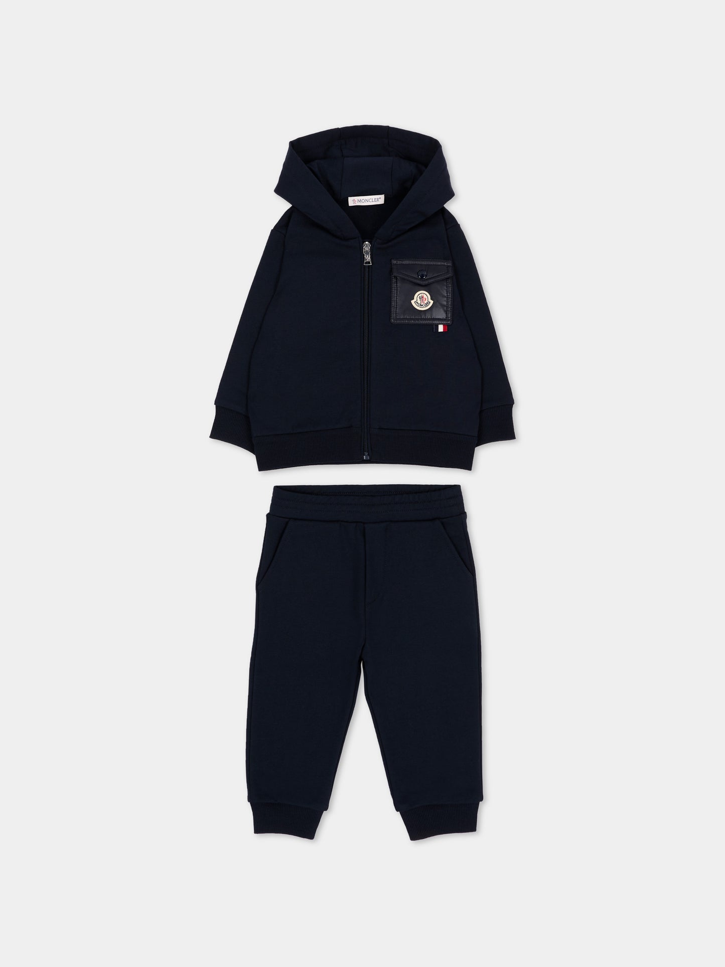 Completo sportivo lungo blu per neonato con logo,Moncler Kids,L2951 8M00011 89AM3 778