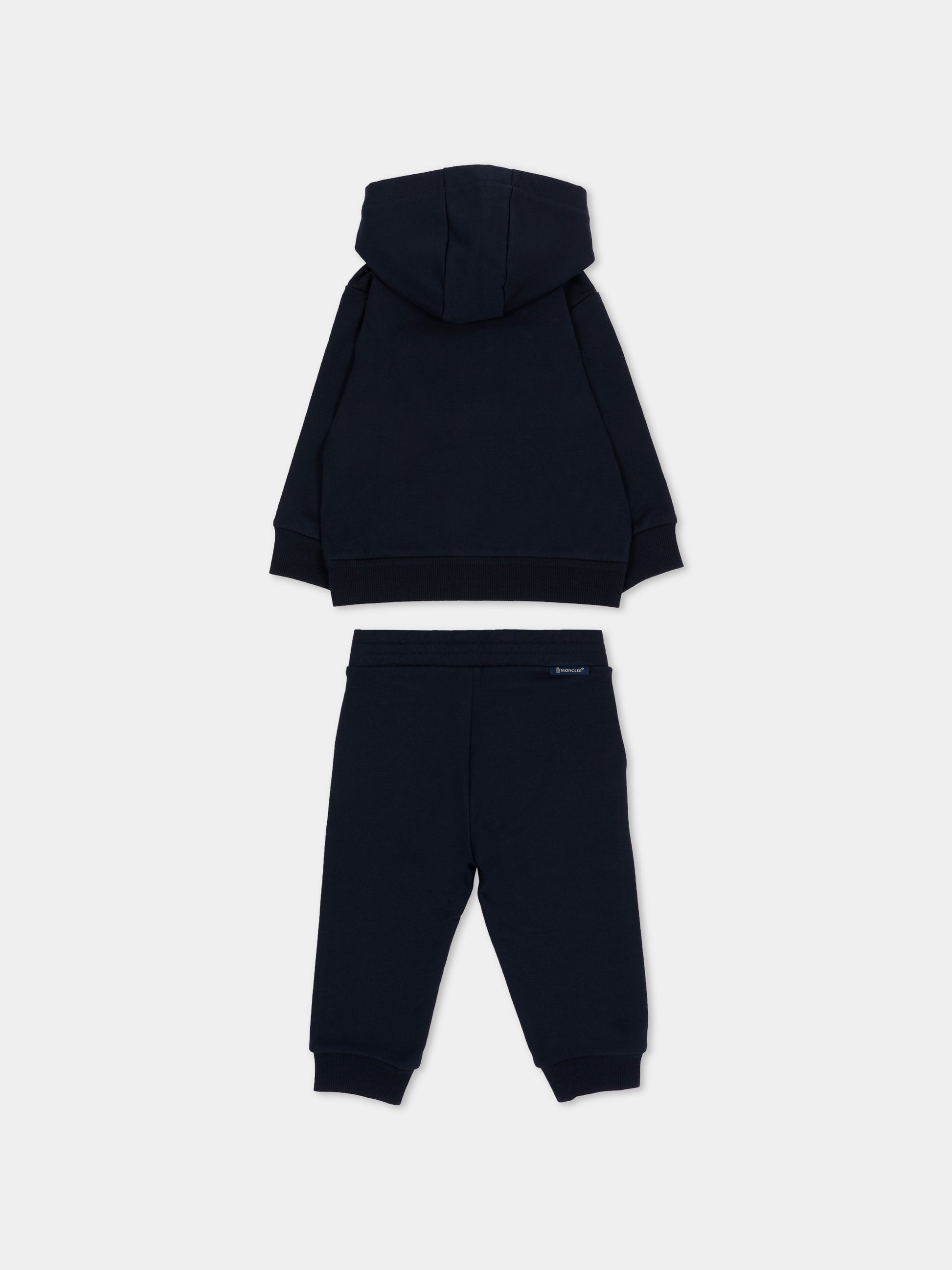 Completo sportivo lungo blu per neonato con logo,Moncler Kids,L2951 8M00011 89AM3 778