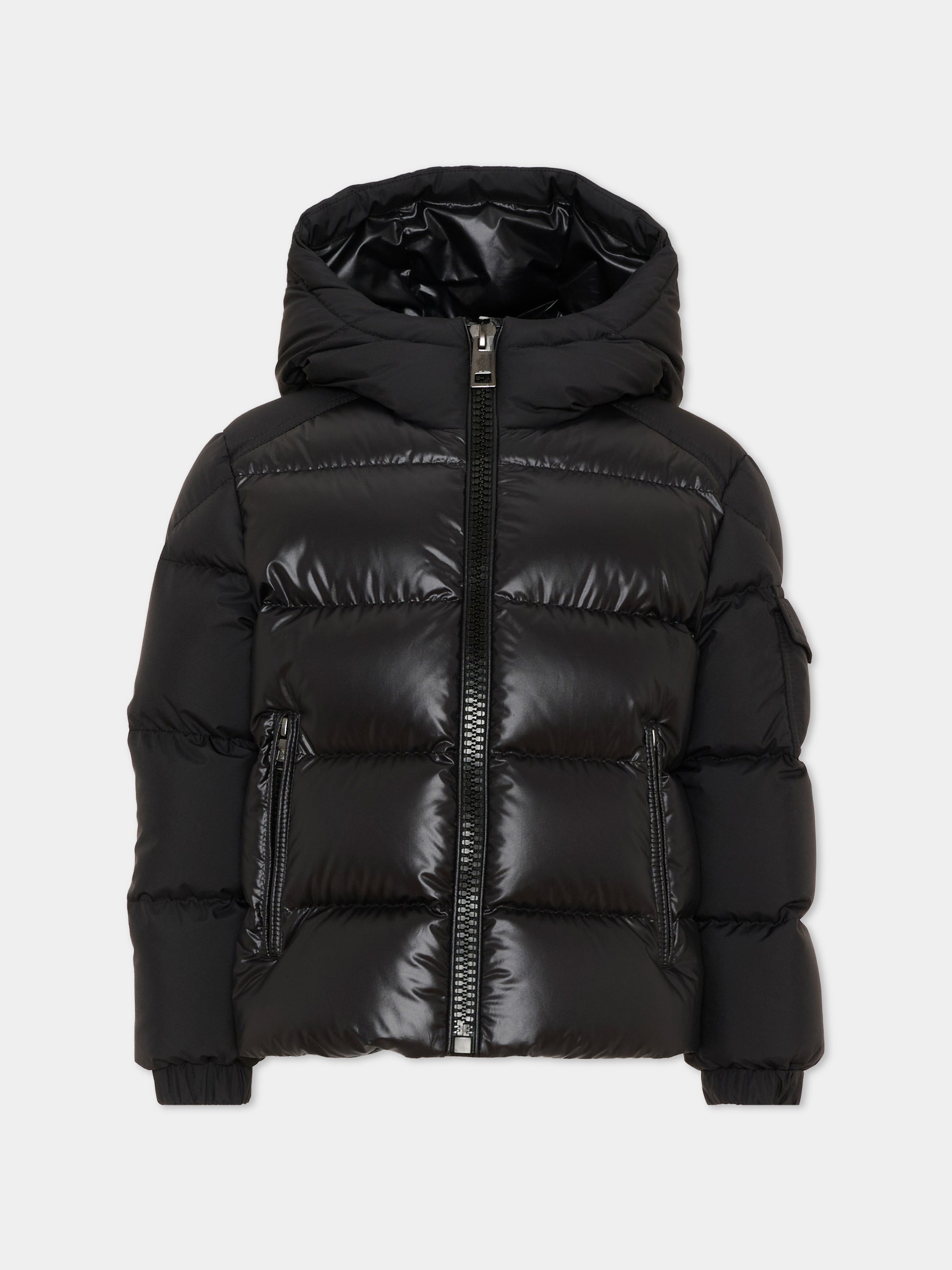 Piumini nero Hyoseris per bambino con logo,Moncler Kids,L2954 1A00076 597YX 999