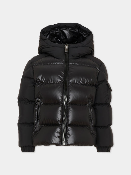 Piumini nero Hyoseris per bambino con logo,Moncler Kids,L2954 1A00076 597YX 999