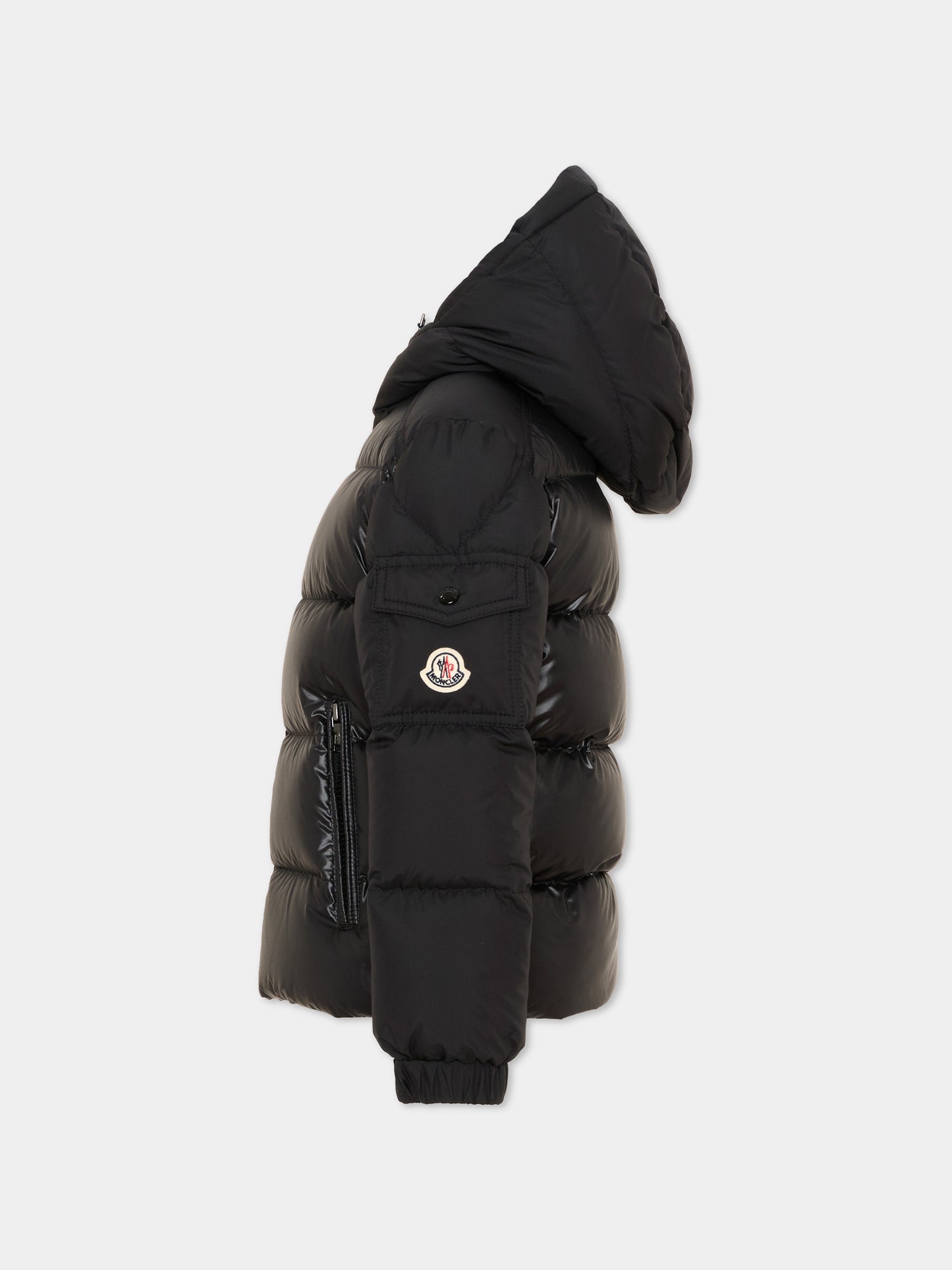 Piumini nero Hyoseris per bambino con logo,Moncler Kids,L2954 1A00076 597YX 999