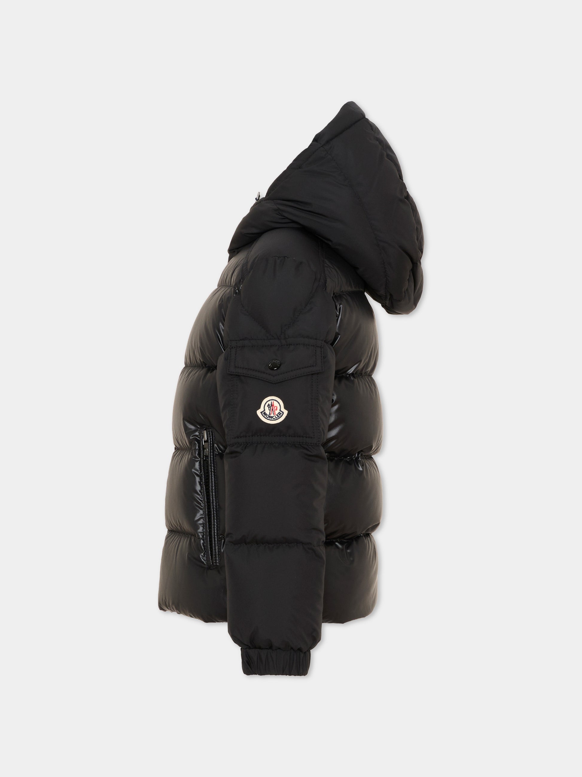 Piumini nero Hyoseris per bambino con logo,Moncler Kids,L2954 1A00076 597YX 999