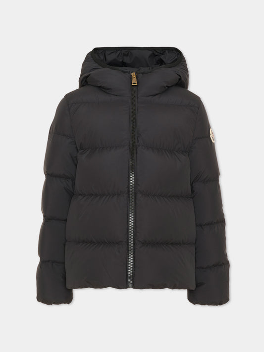 Piumino nero per bambina con cappuccio,Moncler Kids,L2954 1A00118 597YW 999