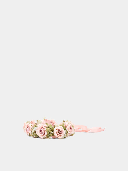 Coroncina rosa per bambina con fiori applicati,Colorichiari,FL968543 AF778 83