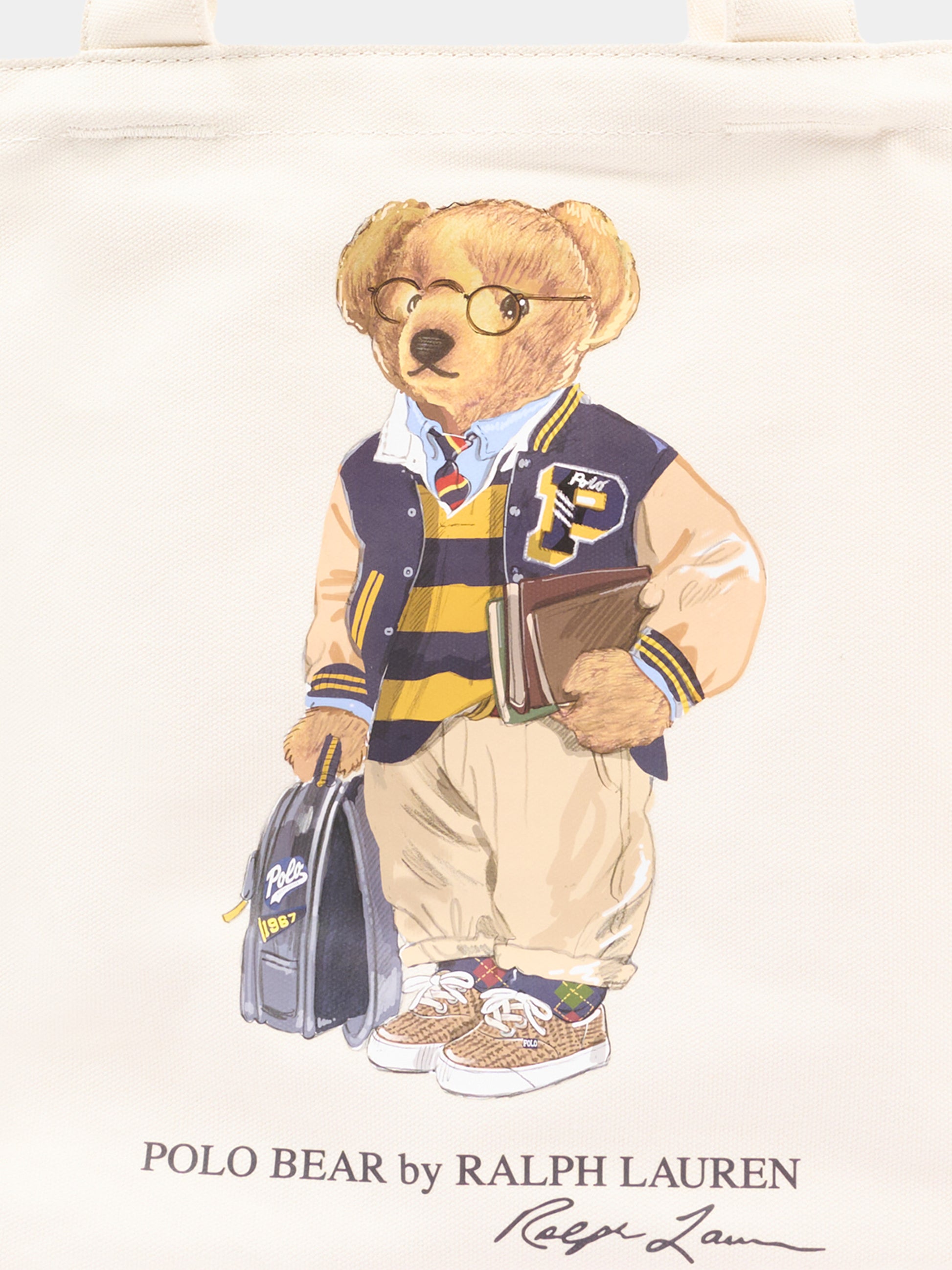 Borsa avorio per bambini Polo Bear,Ralph Lauren Kids,9AR021 J9F