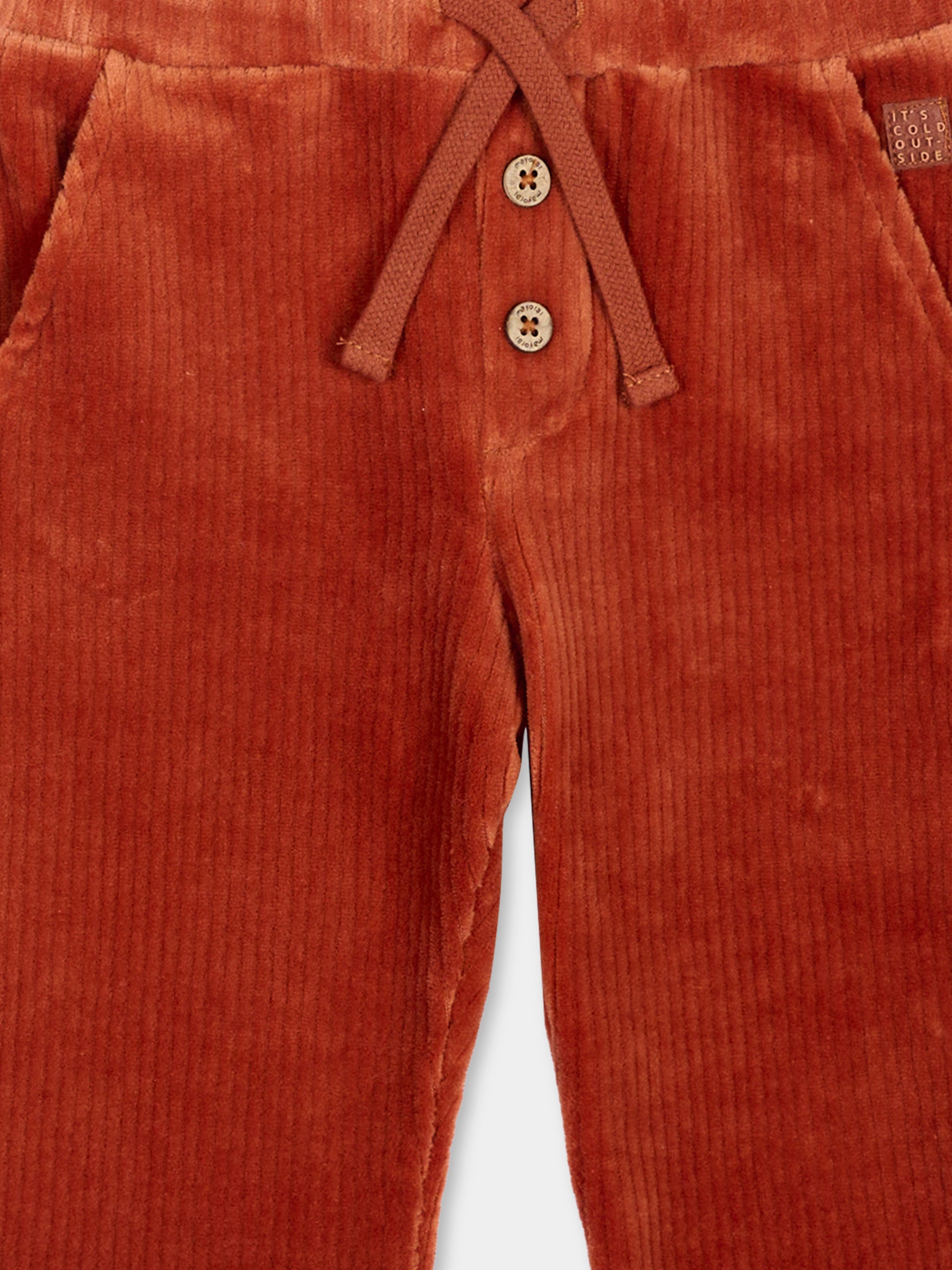 Pantaloni casual arancioni per neonato in velluto,Mayoral,2542 061