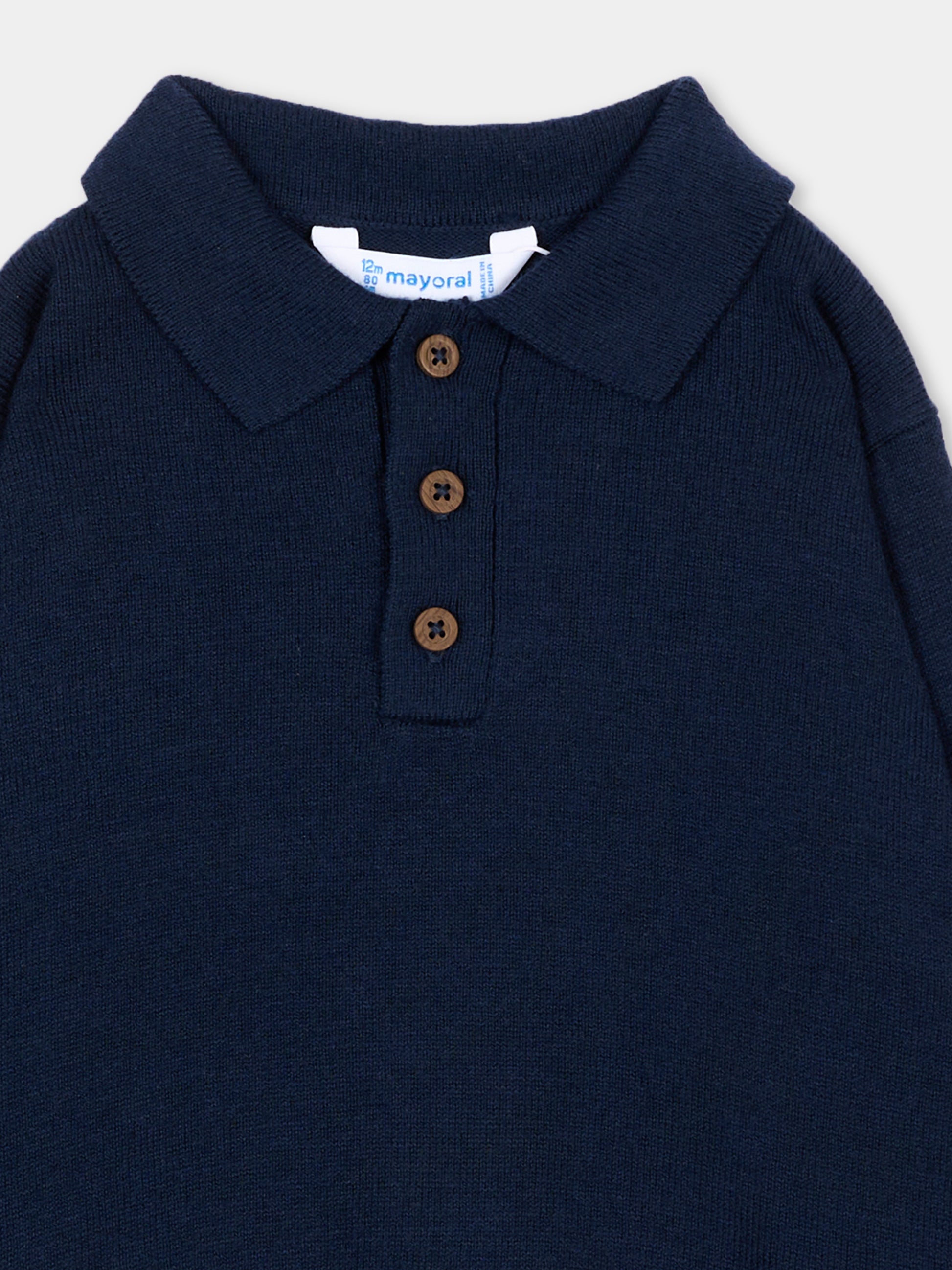 Polo blu per neonato in maglia,Mayoral,2104 035
