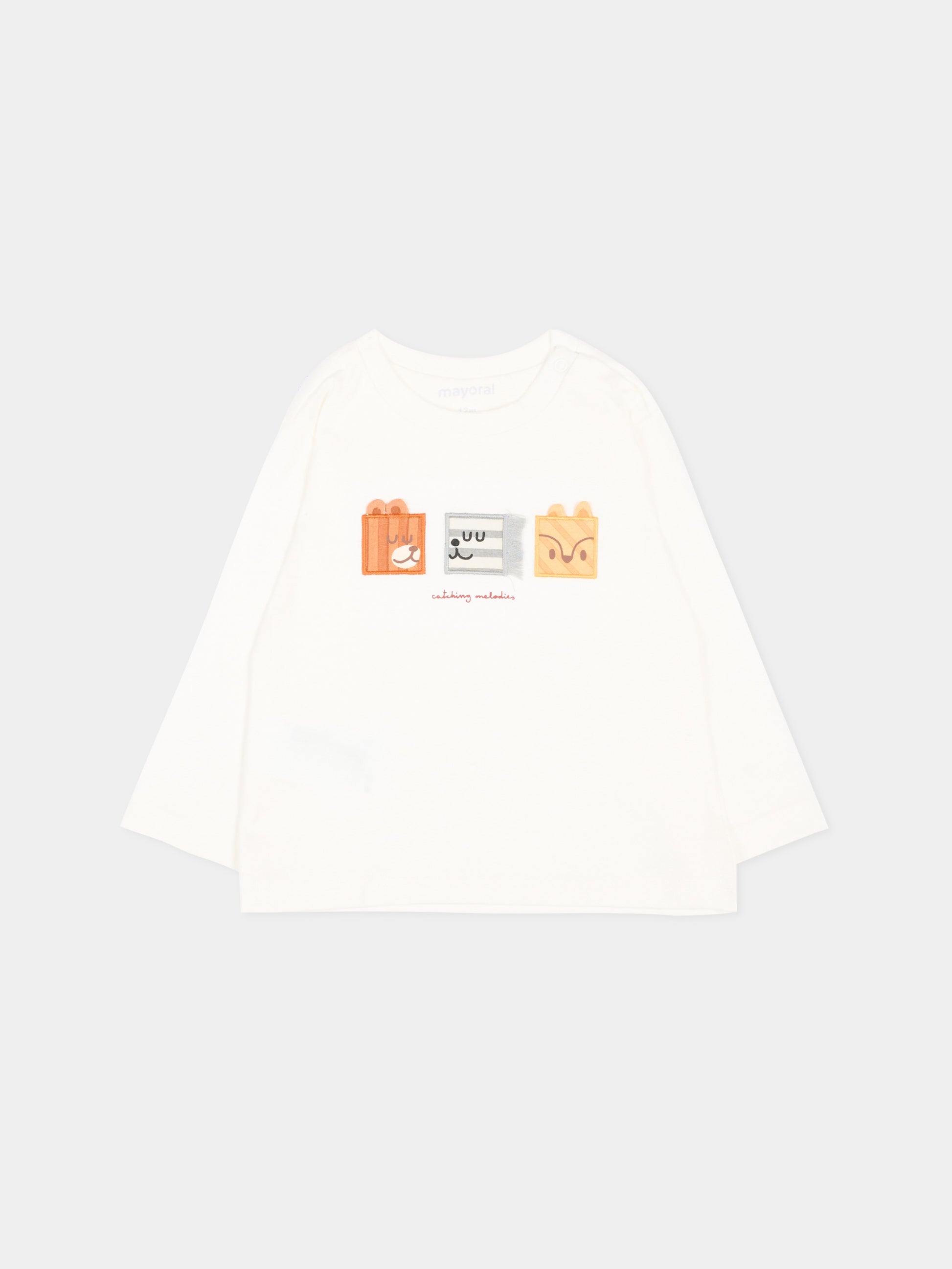 T-Shirt avorio per neonato con stampa,Mayoral,2009 086