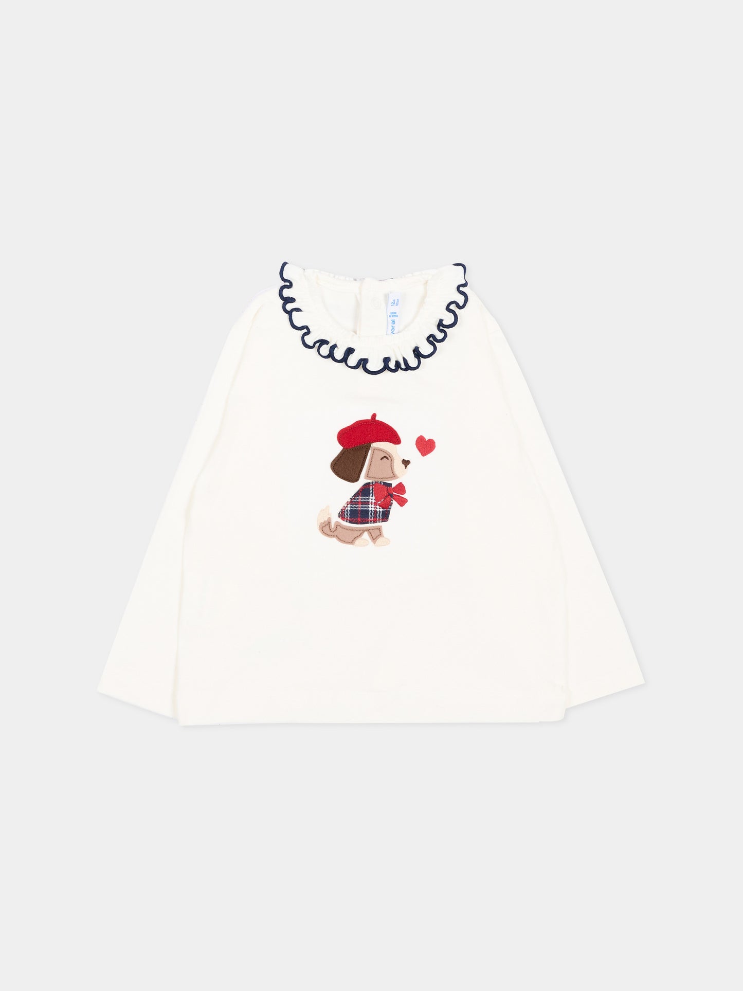 T-Shirt avorio per neonata con cagnolino,Mayoral,2090 077