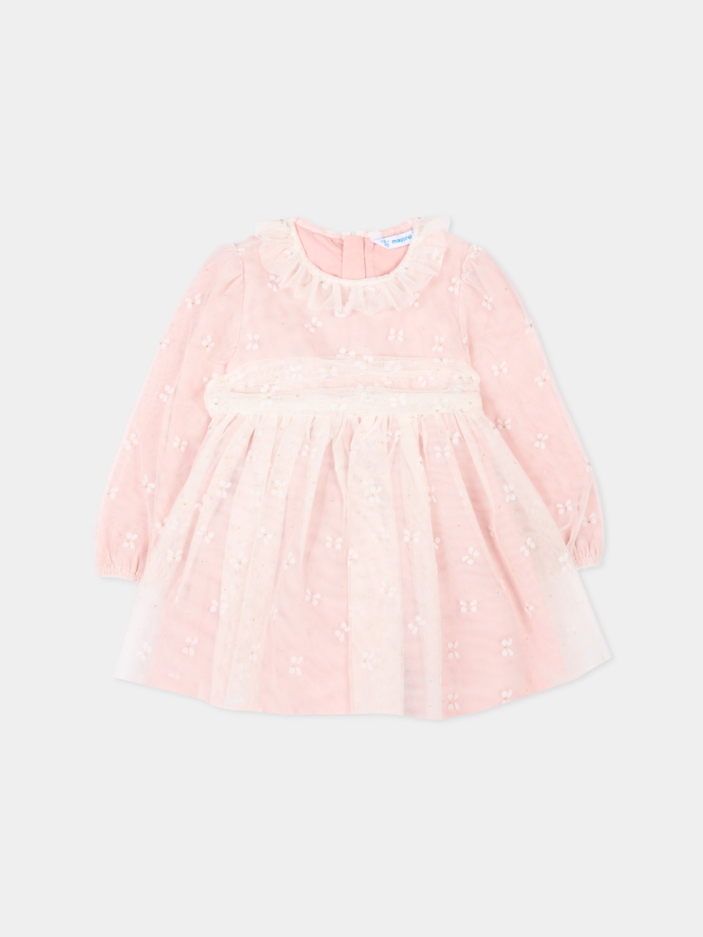 Abito elegante rosa per neonata con tulle,Mayoral,2903 078