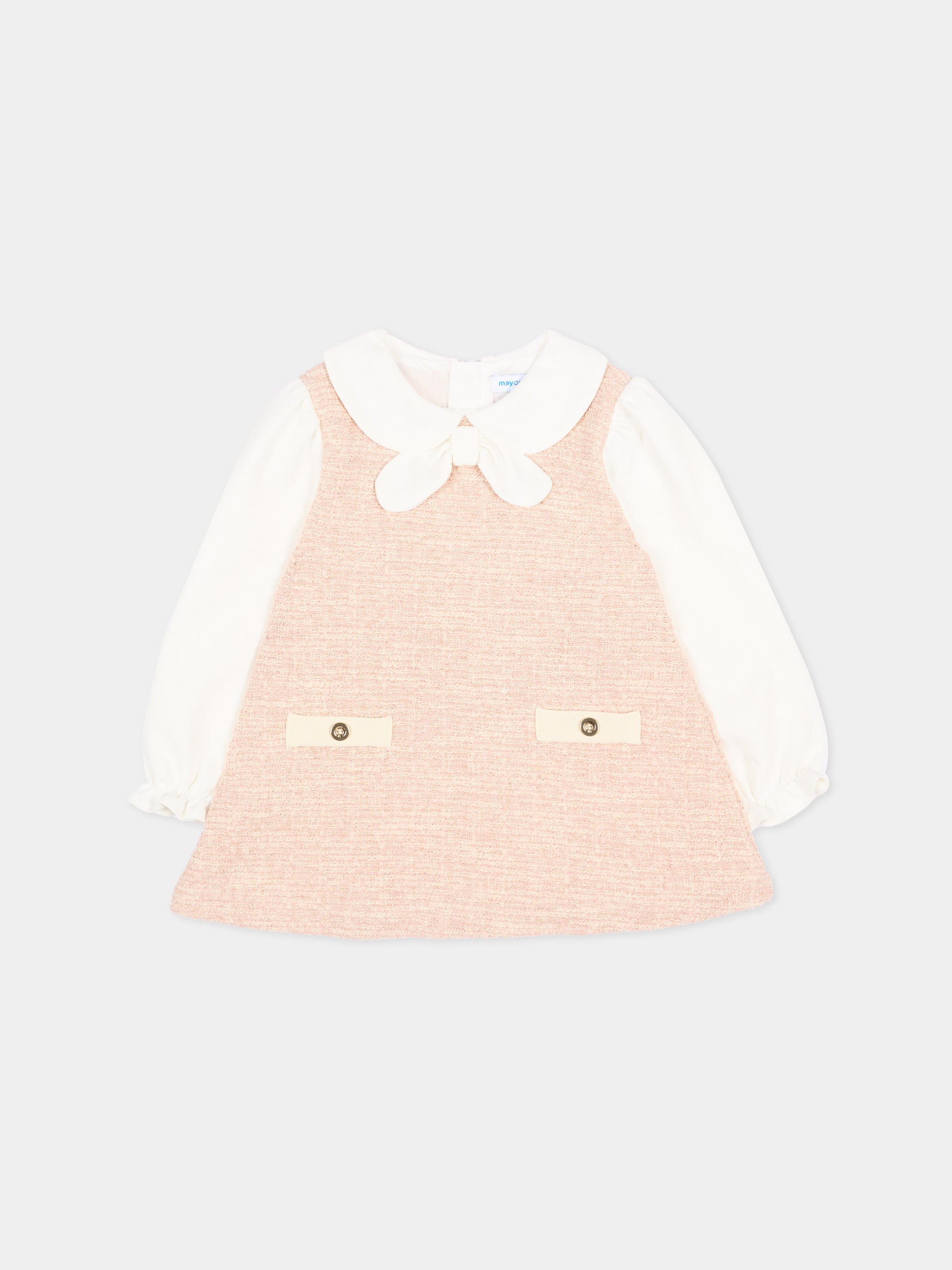 Abito elegante rosa per neonata con fiocco,Mayoral,2948 029