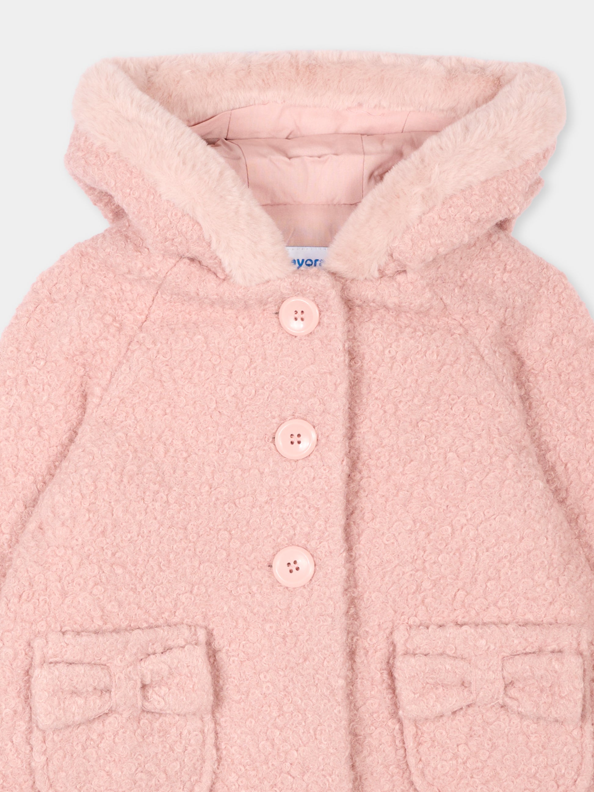 Cappotto rosa per neonata con cappuccio,Mayoral,2436 081