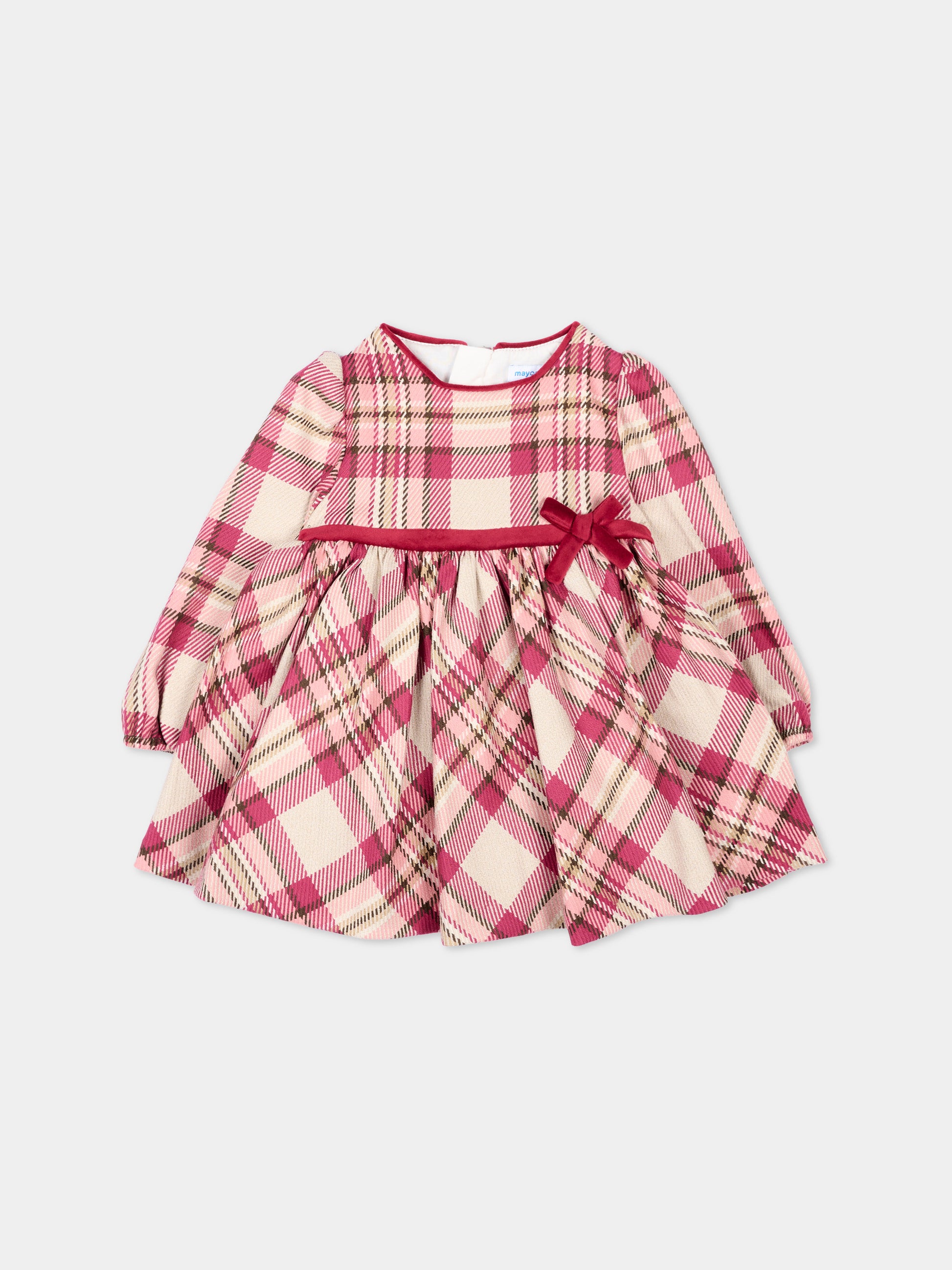Abito elegante tartan bordeaux per neonata,Mayoral,2944 021