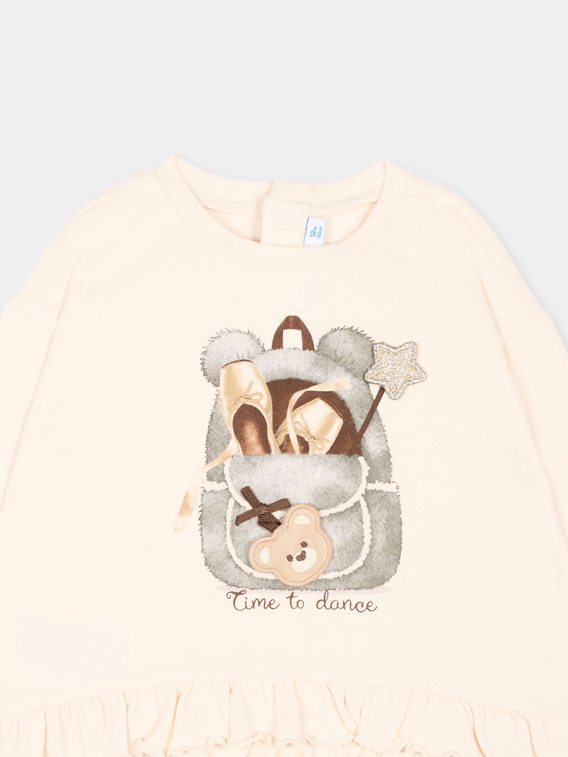 T-Shirt avorio per neonata con stampa,Mayoral,2001 080