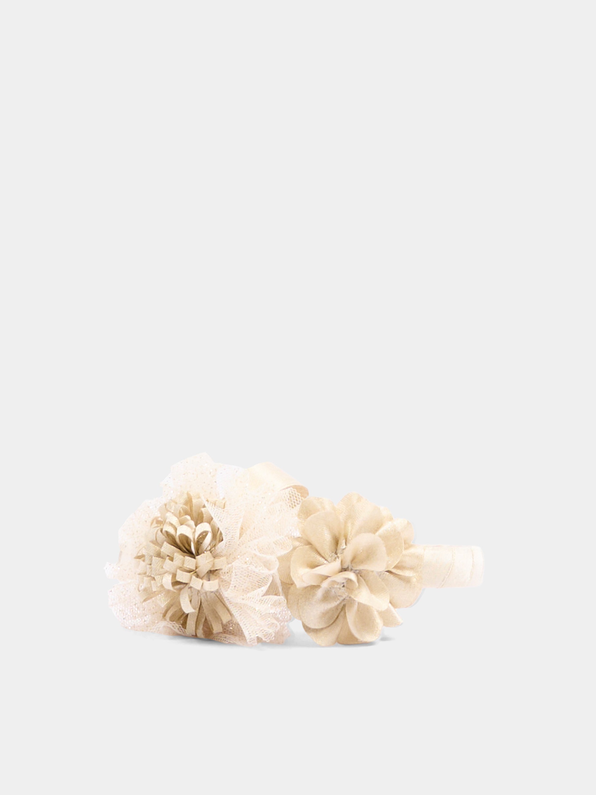 Cerchietto beige per neonata con fiori,Mayoral,10264 043