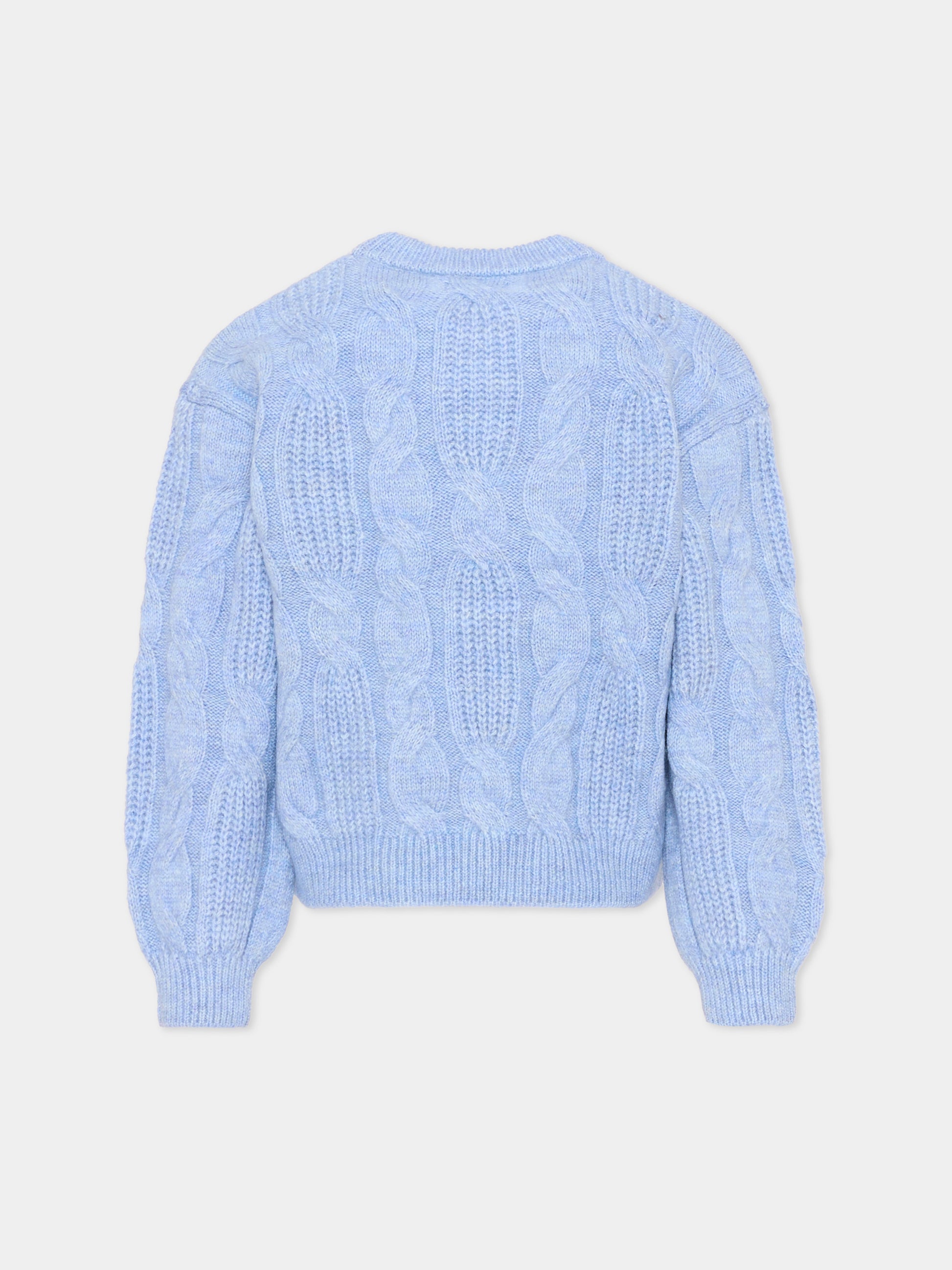 Maglione celeste per bambina con fiori,Mayoral,4319 066