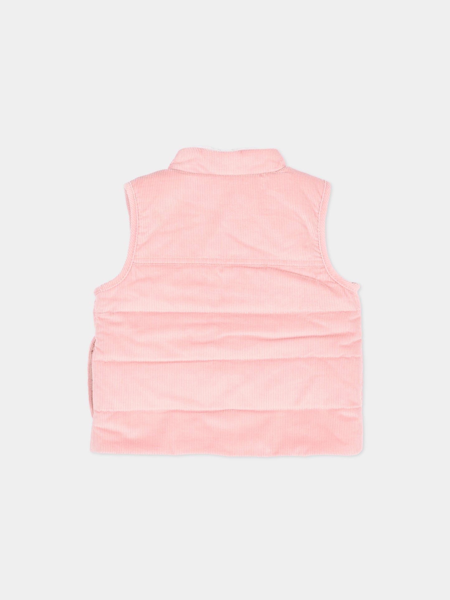 Gilet rosa per neonata in velluto,Petit Bateau,A0GIU 01