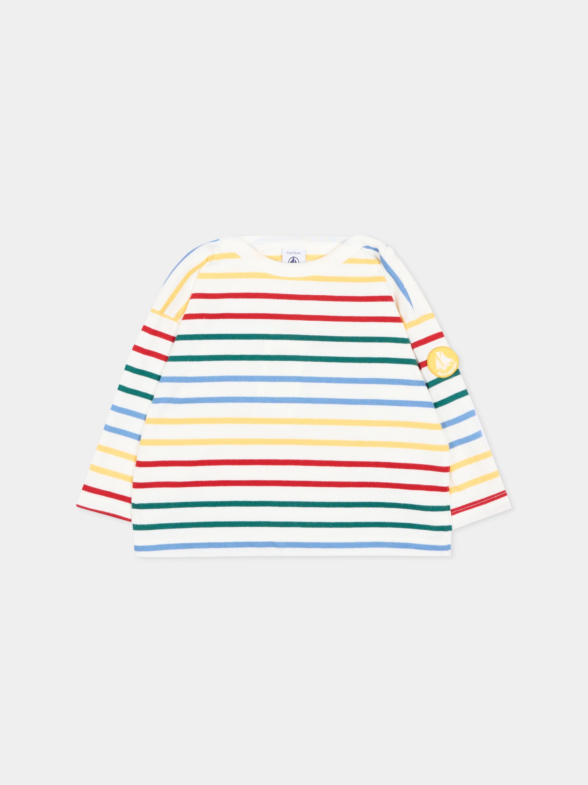 T-Shirt multicolor per neonato a righe,Petit Bateau,A0GWO 01