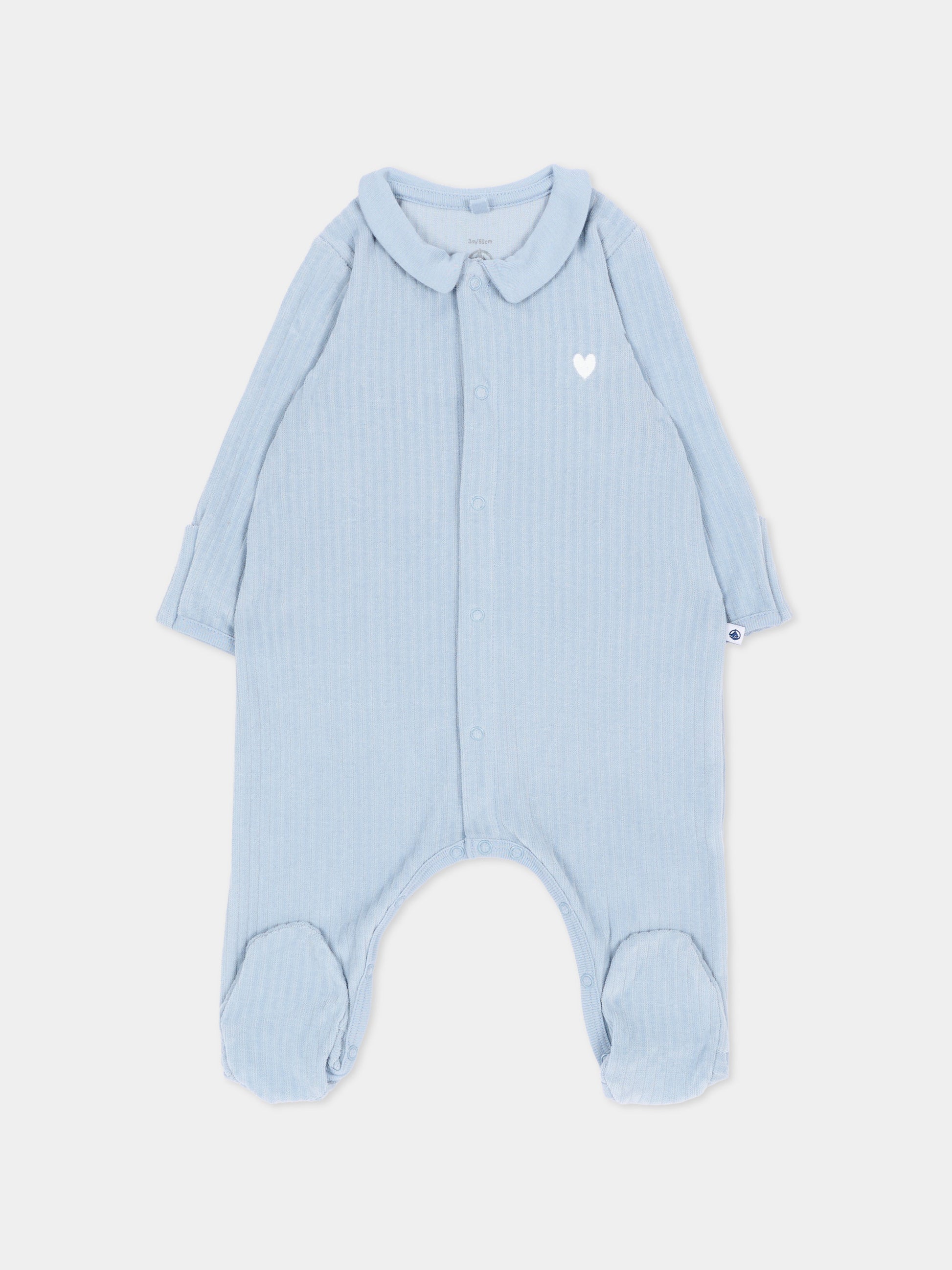 Tutina celeste per neonato con cuore,Petit Bateau,A0GAC 01