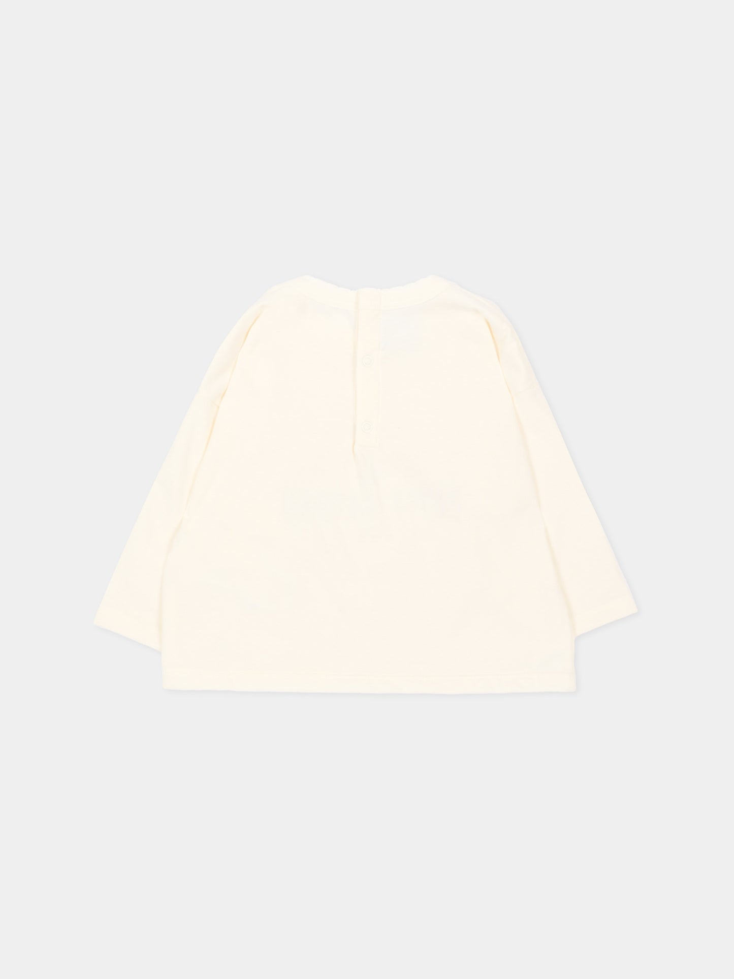 T-Shirt avorio per neonata con logo,Petit Bateau,A0H0K 01