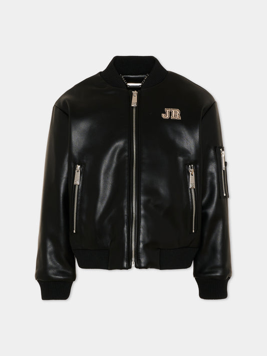 Bomber nero per bambino con logo,Richmond,RBA26064GB BLACK BLACK