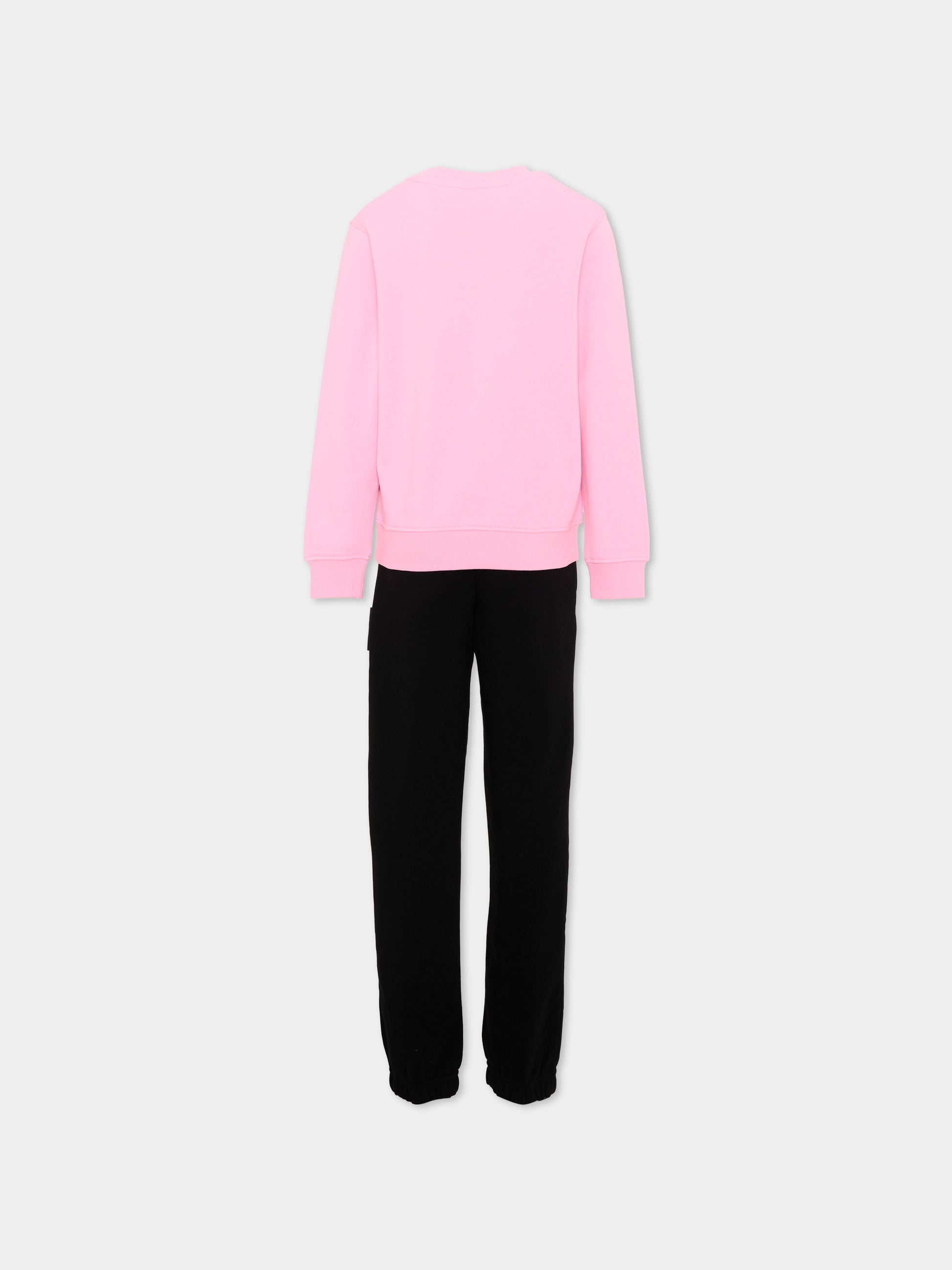 Completo sportivo rosa per bambina con logo,Richmond,RGA26019CF PINK_B/BLK PINK BEGONIA