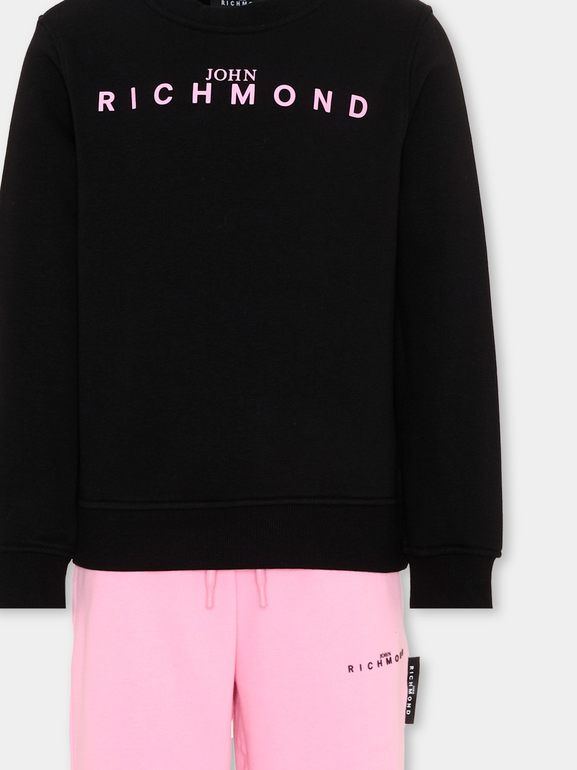 Completo sportivo nero per bambina con logo,Richmond,RGA26019CF BLACK/P.B. BLACK