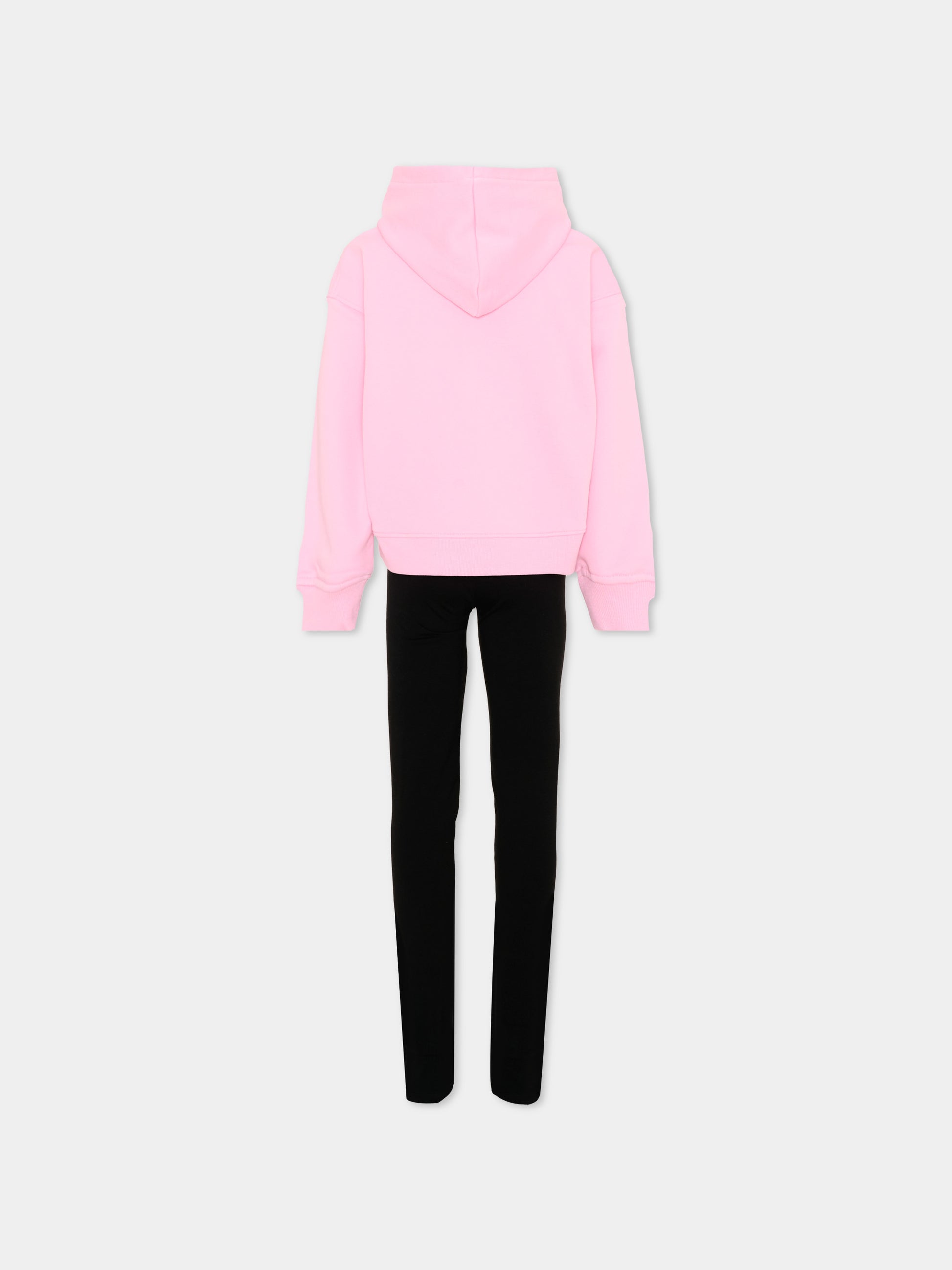 Completo sportivo rosa per bambina con logo,Richmond,RGA26020CF PINK_B/BLK PINK BEGONIA