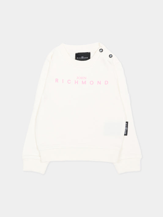 Felpa avorio per neonata con logo,Richmond,RIA26023FE OFF-WHITE OFF-WHITE