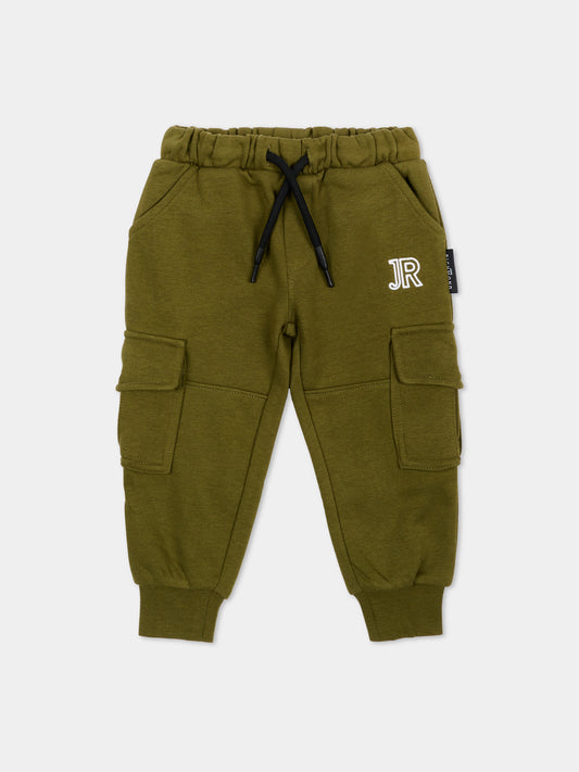 Pantaloni sportivi verde per neonato con logo,Richmond,RIA26067PA GREEN_MIL. GREEN MILITARY