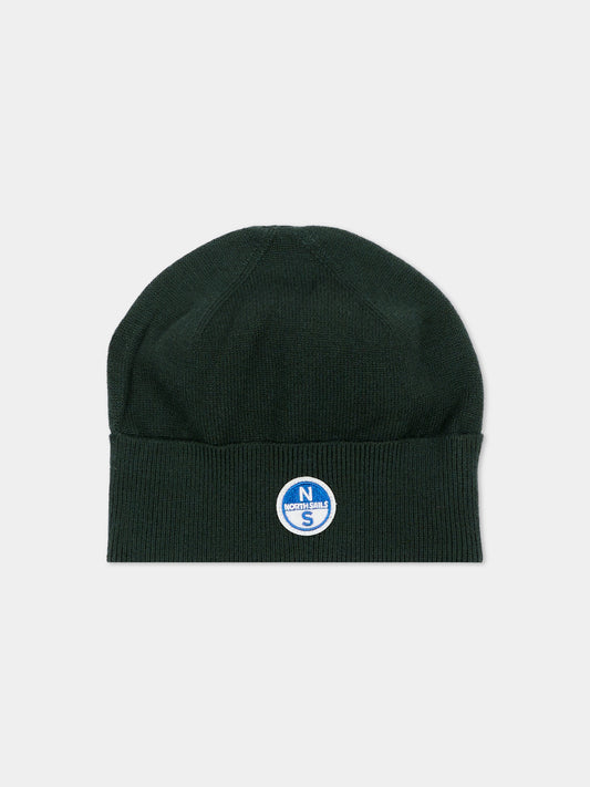 Berretto verde per bambino con logo,North Sails,NBA26113HA GREEN