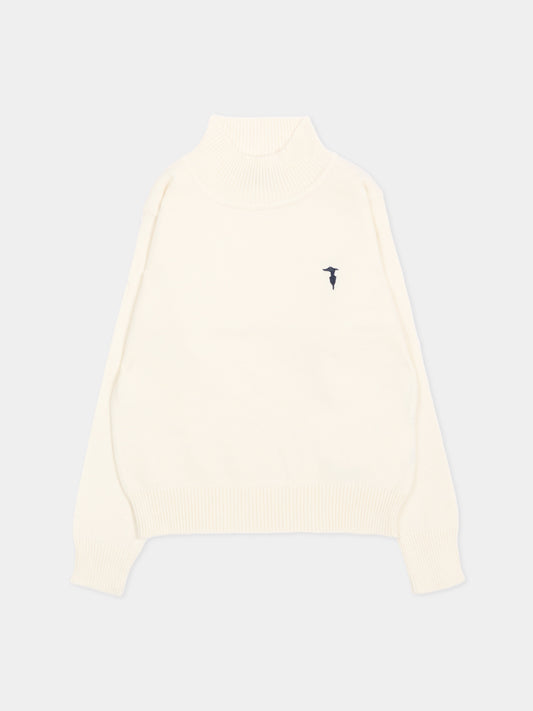 Dolcevita avorio per neonato con logo,Trussardi Junior,TIA26100MA OFF-WHITE OFF-WHITE