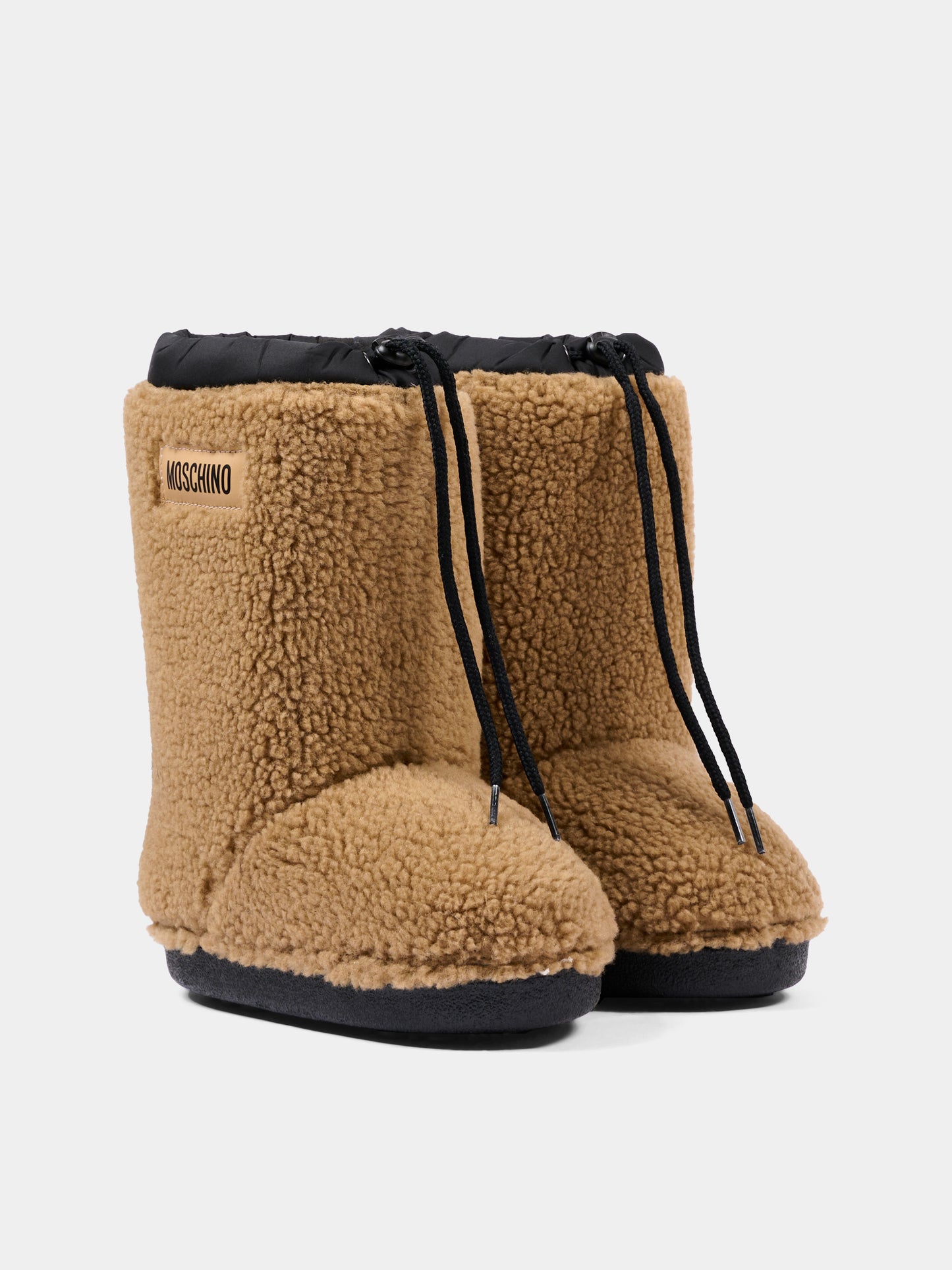 Stivali Neve beige per bambina con logo,Moschino Kids,84294 VAR1