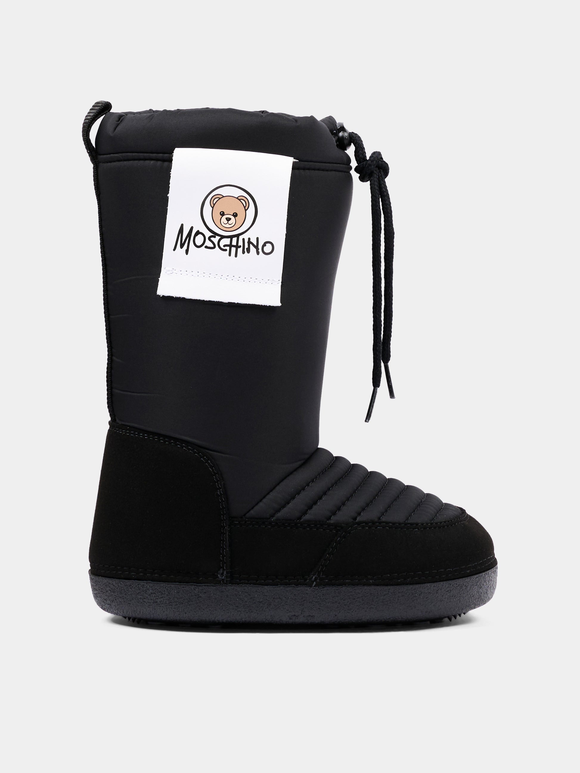 Stivali Neve neri per bambini con logo,Moschino Kids,84299 VAR3