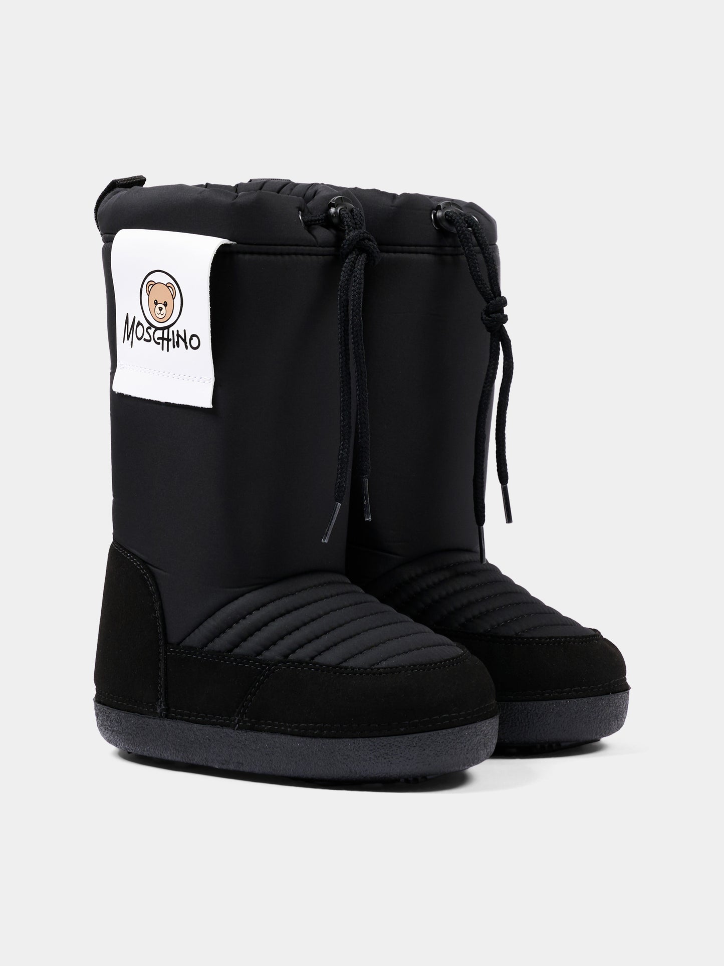 Stivali Neve neri per bambini con logo,Moschino Kids,84299 VAR3