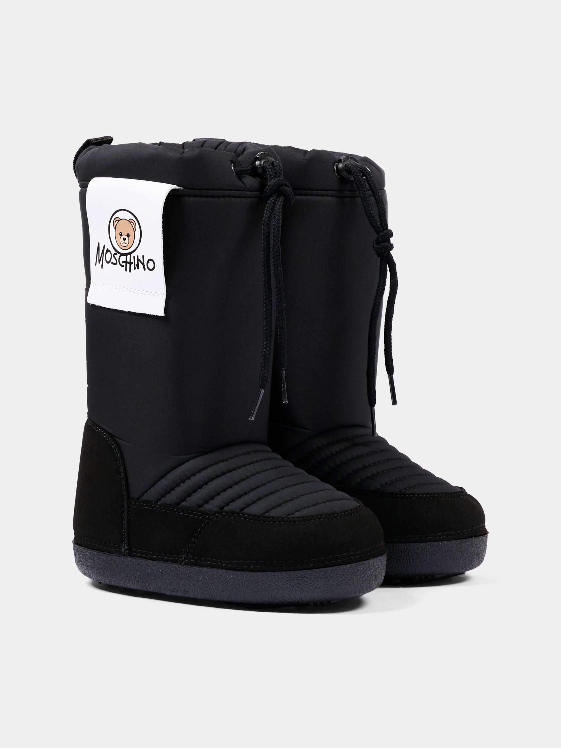Stivali Neve neri per bambini con logo,Moschino Kids,84299 VAR3