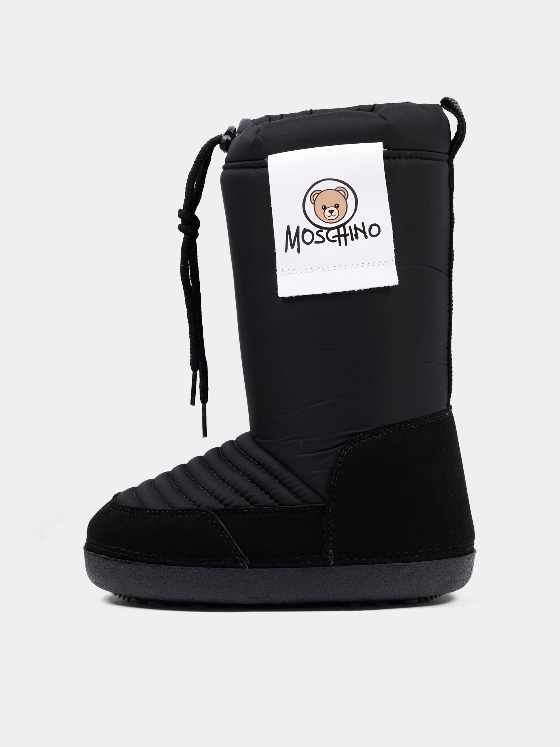 Stivali Neve neri per bambini con logo,Moschino Kids,84299 VAR3