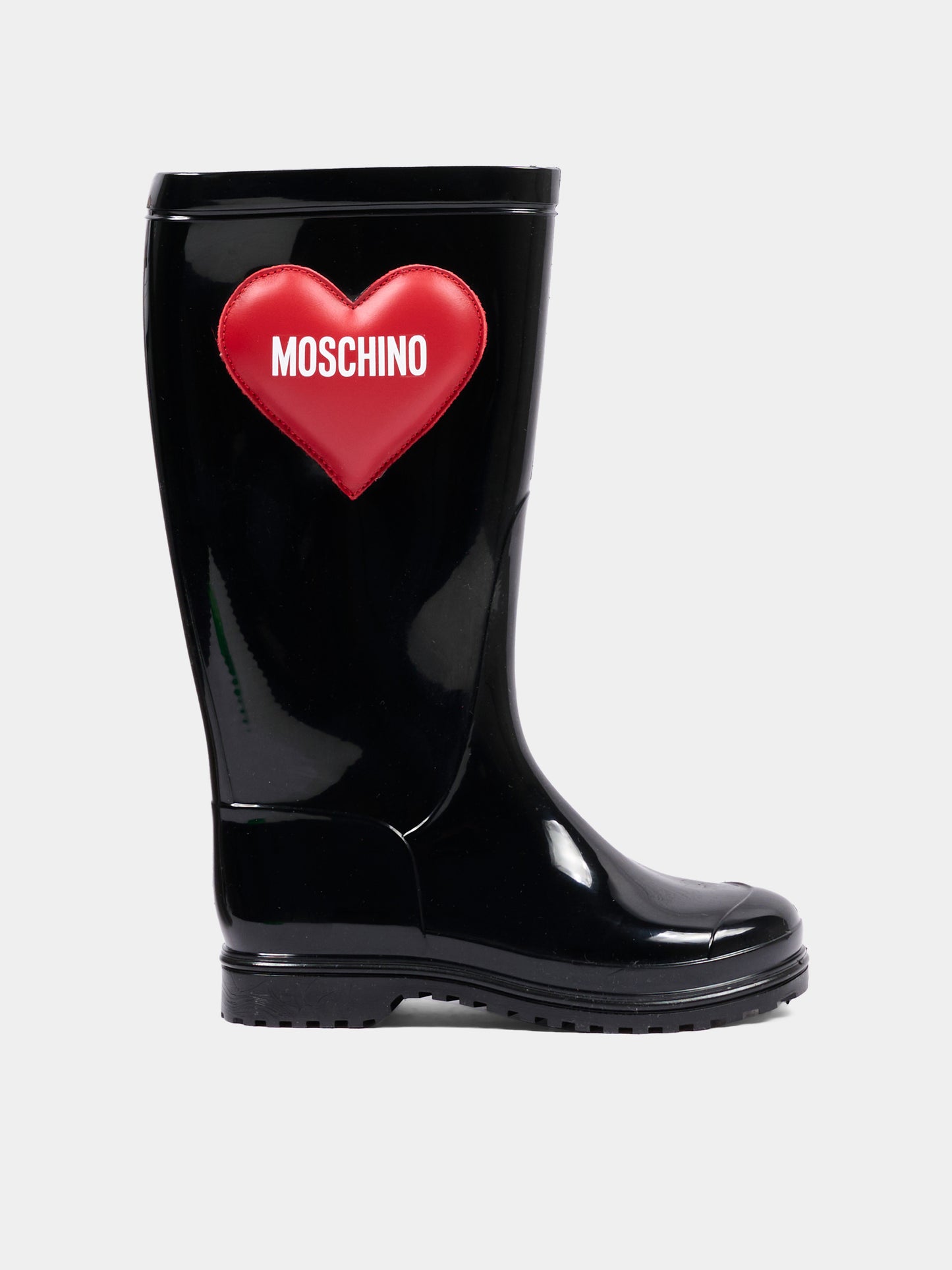 Stivali pioggia neri per bambina con logo,Moschino Kids,84289 VAR1