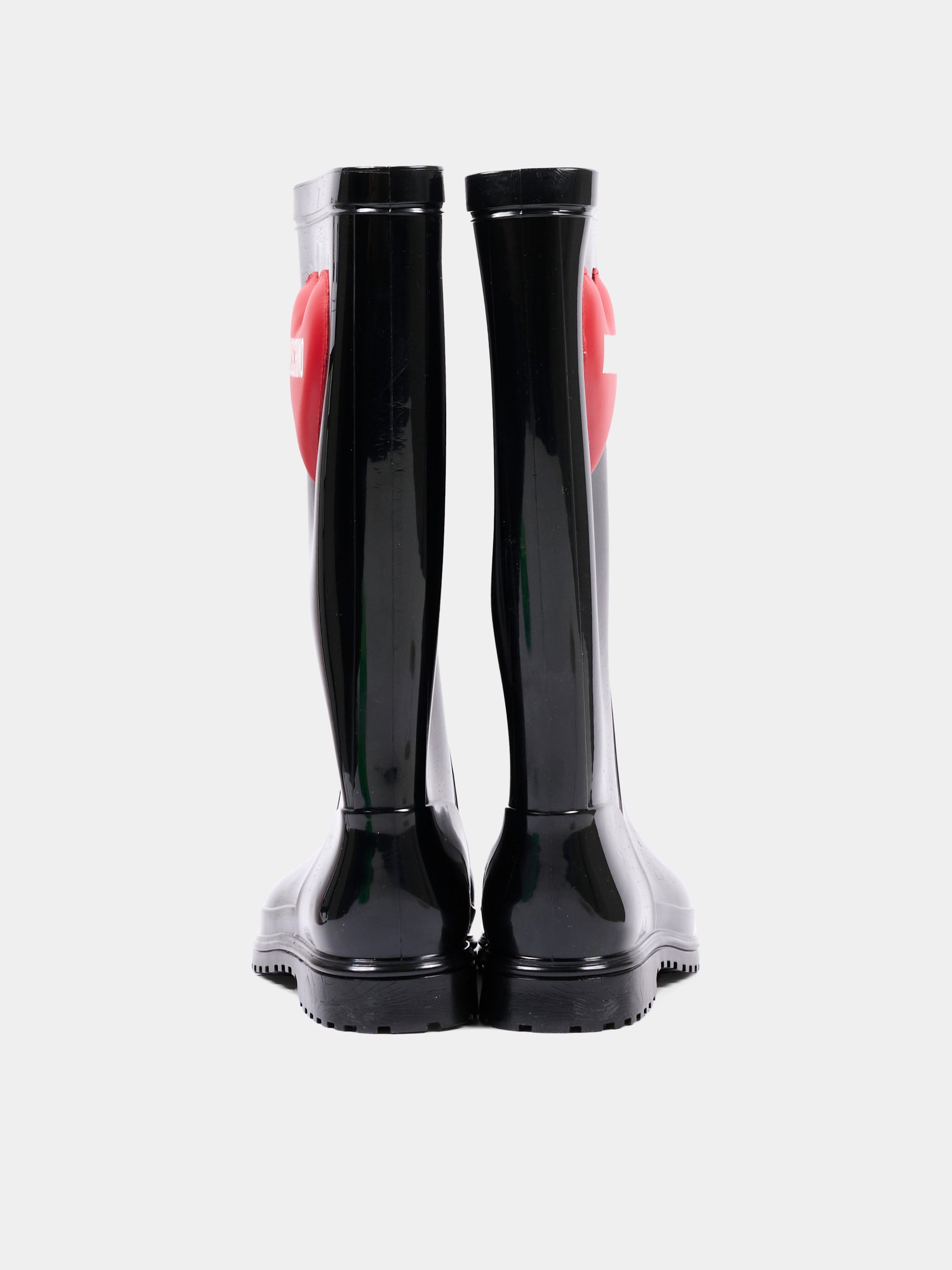 Stivali pioggia neri per bambina con logo,Moschino Kids,84289 VAR1