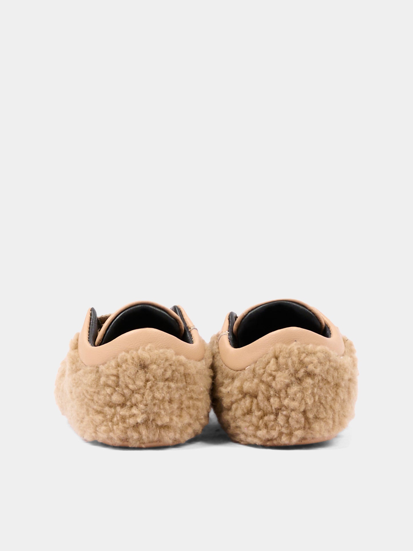 Sneakers beige per neonati effetto peluche,Moschino Kids,84055 VAR1