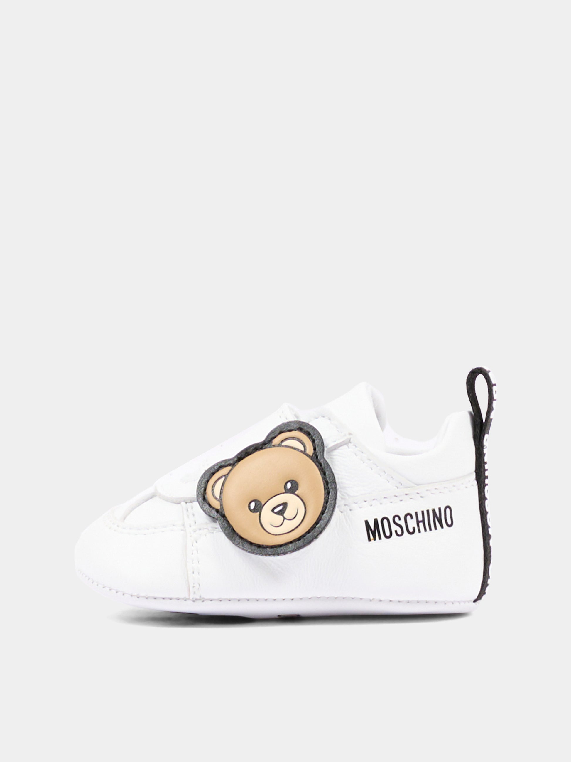 Sneakers bianche per neonato con Teddy Bear,Moschino Kids,84066 VAR8