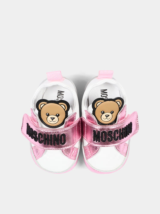 Sneakers rosa per neonata con logo,Moschino Kids,84067 VAR1